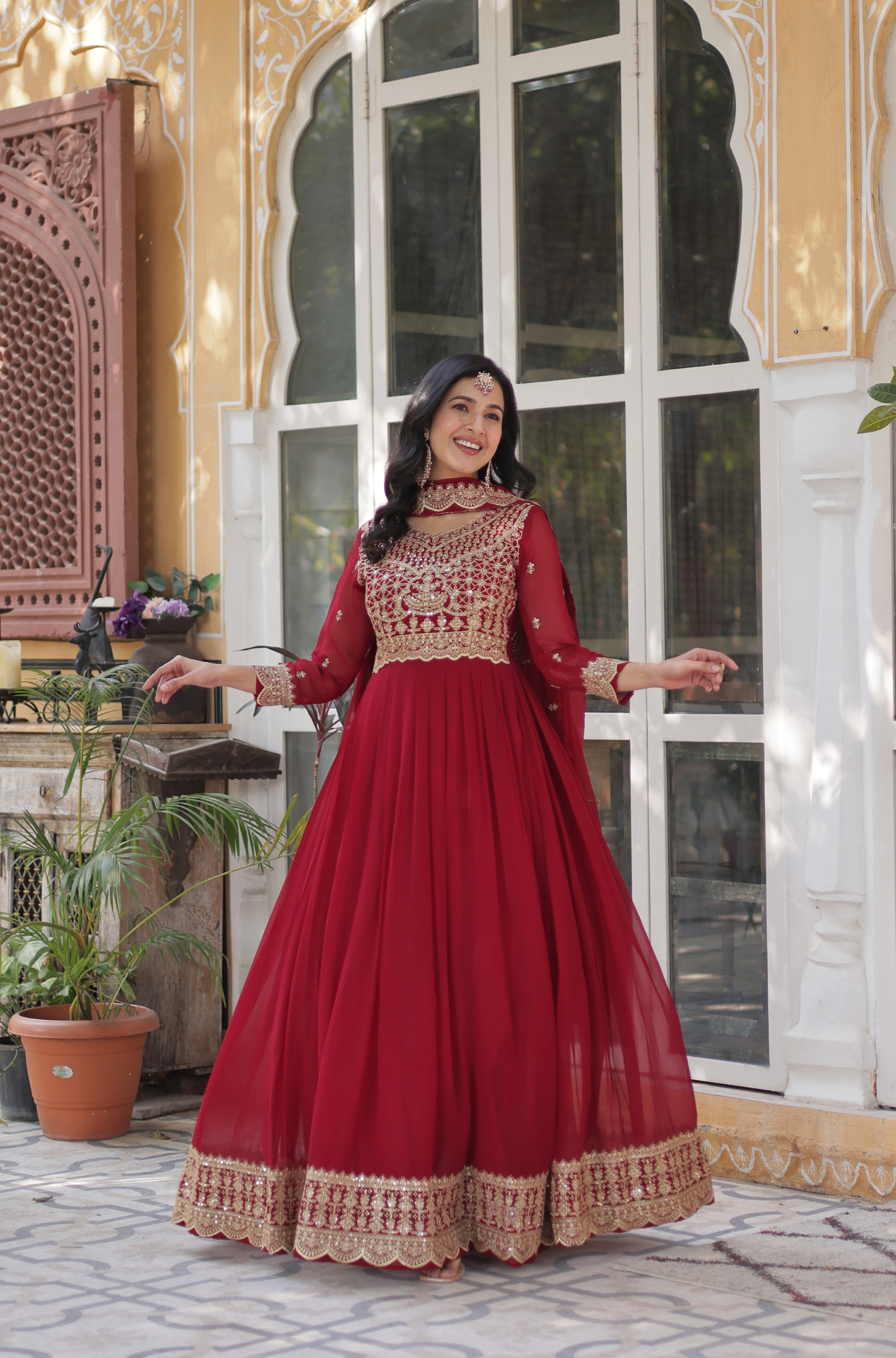 Women’s Embroidered Anarkali Gown Set