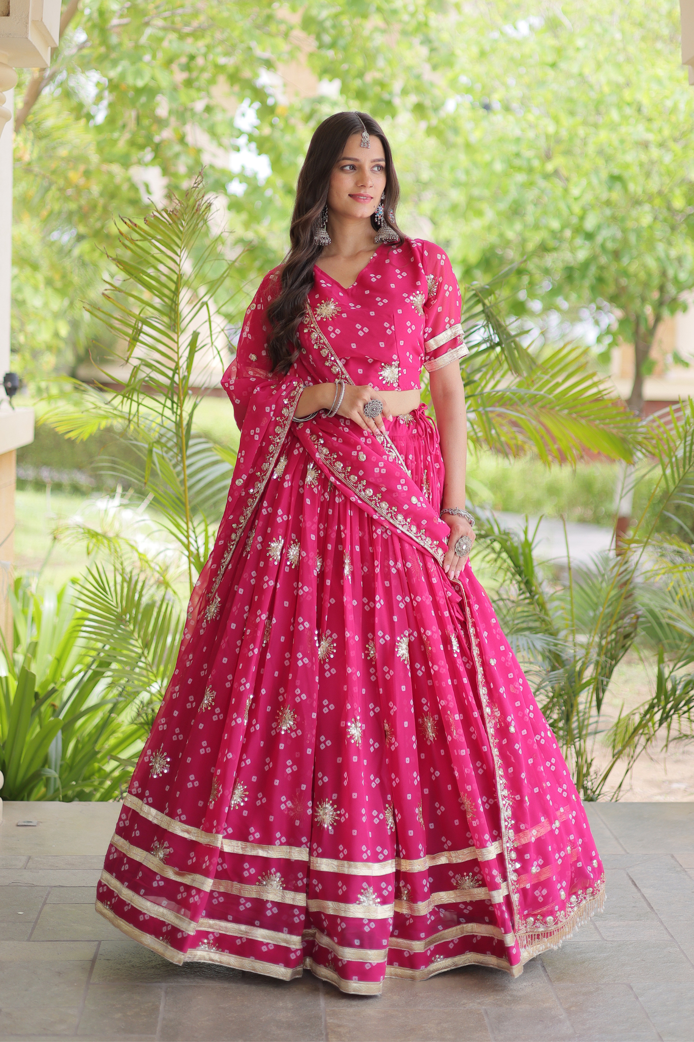 Women's [Color] Bandhani Printed Lehenga Choli with Dupatta