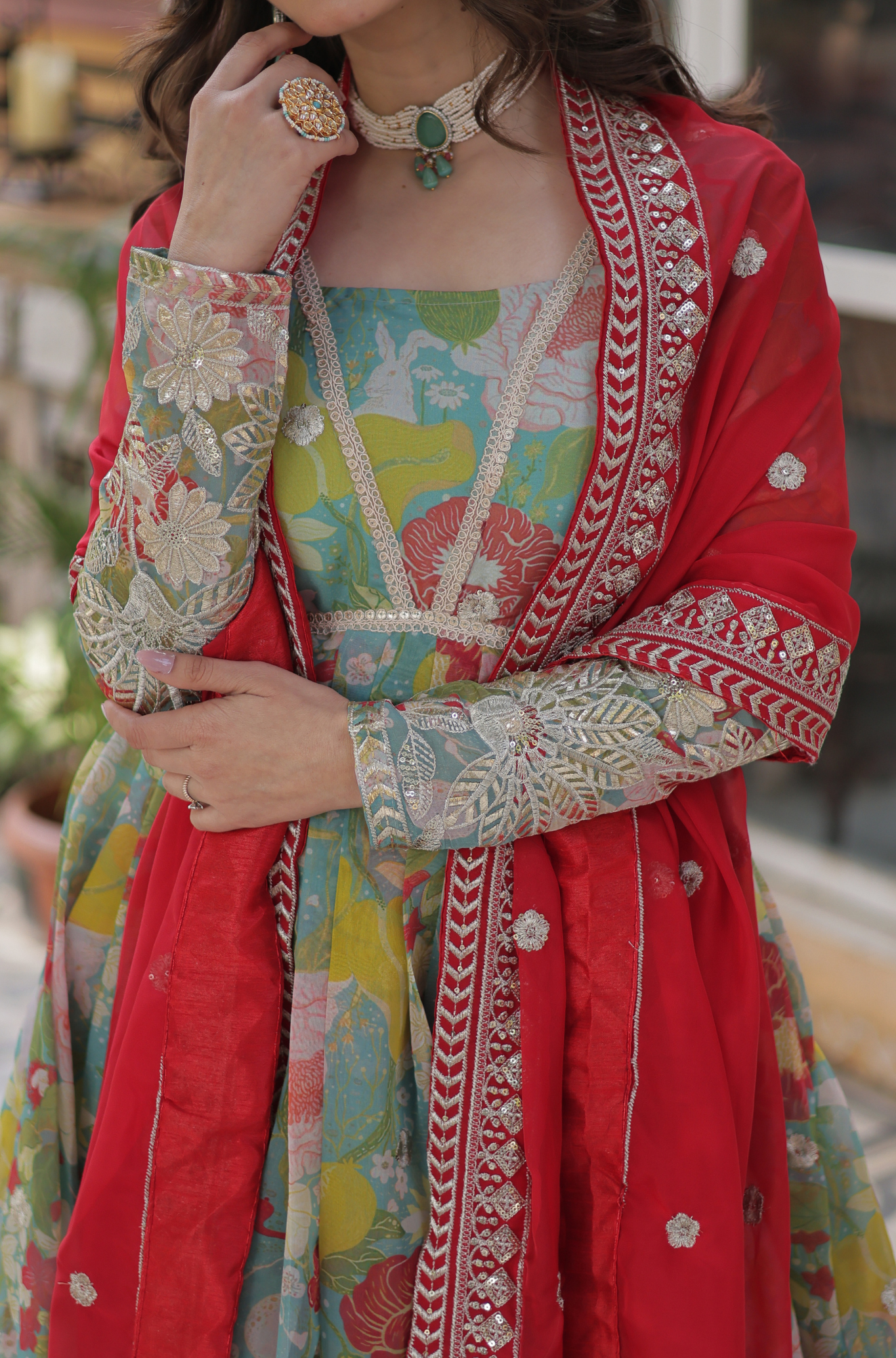 Women Premium Traditional Printed Anarkali Kurta Set With Dupatta