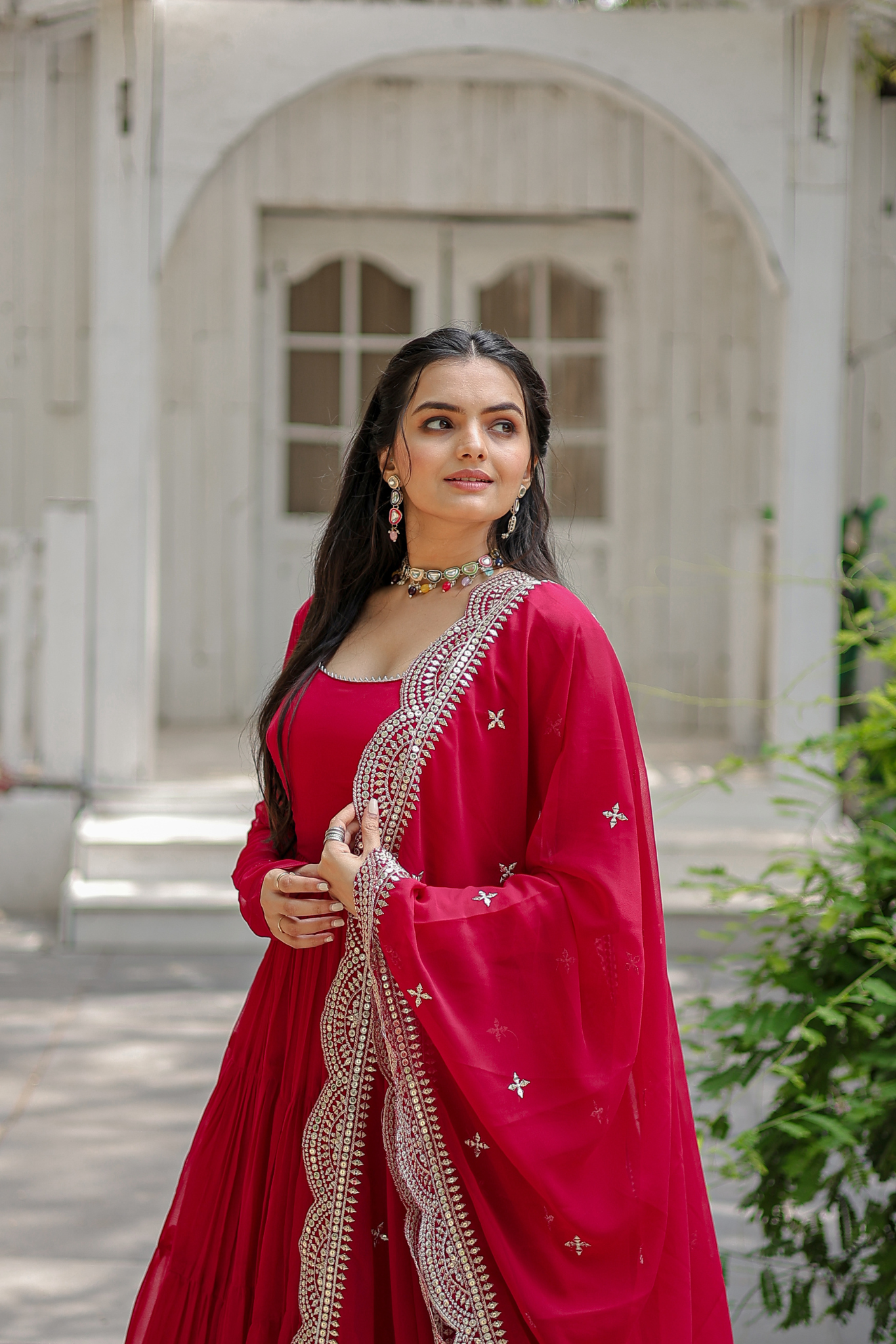 Exclusive Women's Designer Embroidered Anarkali Gown with Dupatta