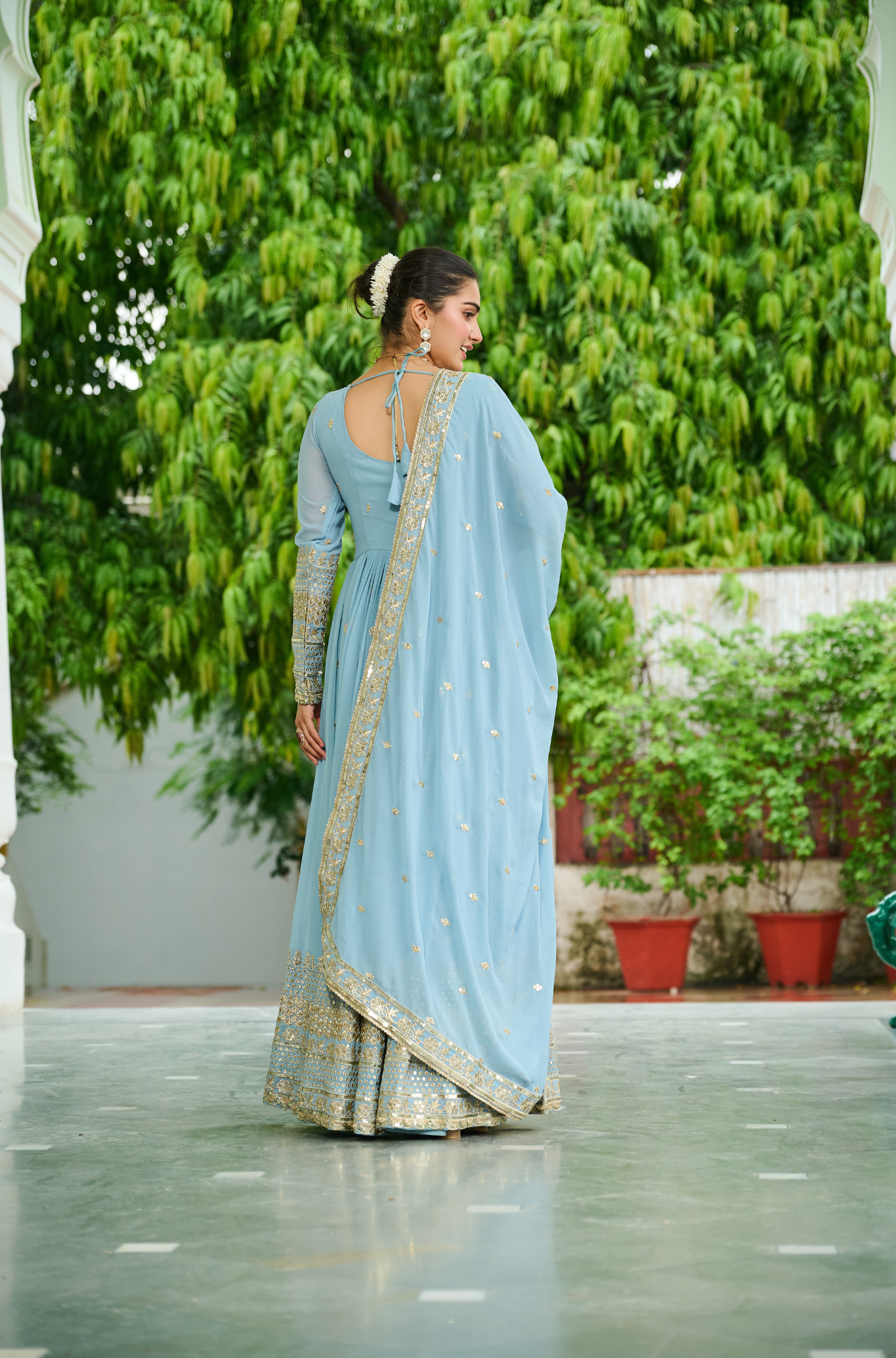 Women’s Designer Georgette Anarkali Gown with Dupatta