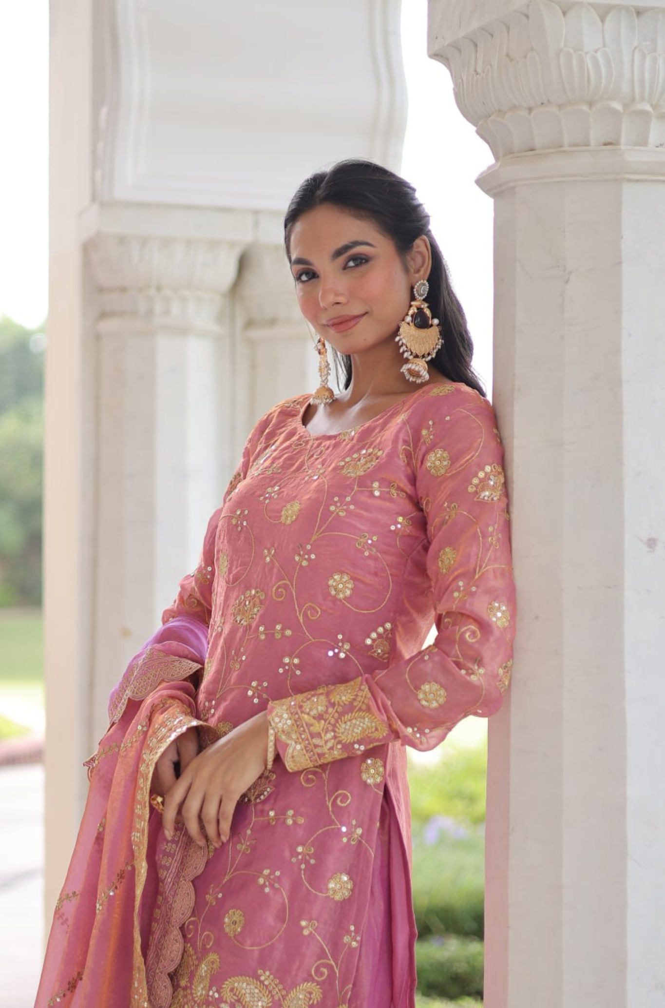 Women's Embroidered Sharara Suit Set with Dupatta
