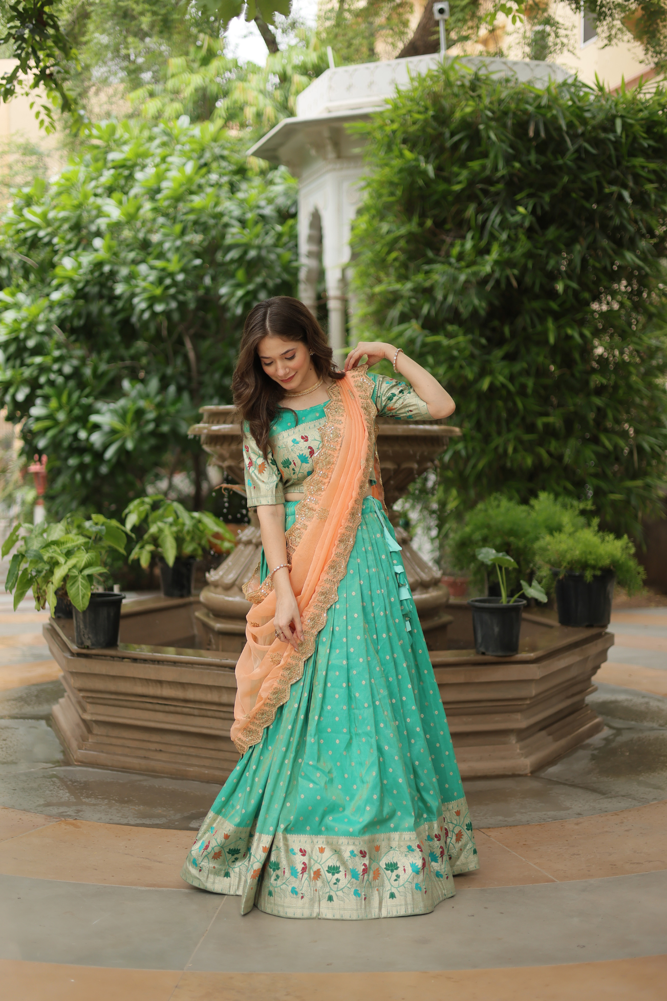 Women's Designer Paithani Weaving Lehenga Choli Set with Embroidered Blouse & Premium Dupatta