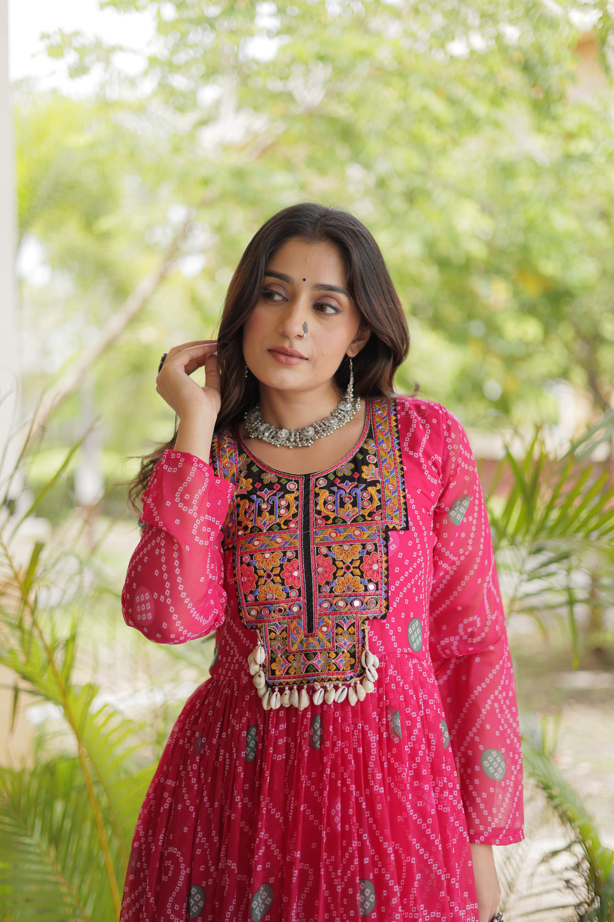 Designer Printed Anarkali Kurti with Embroidered Yoke & Flared Skirt