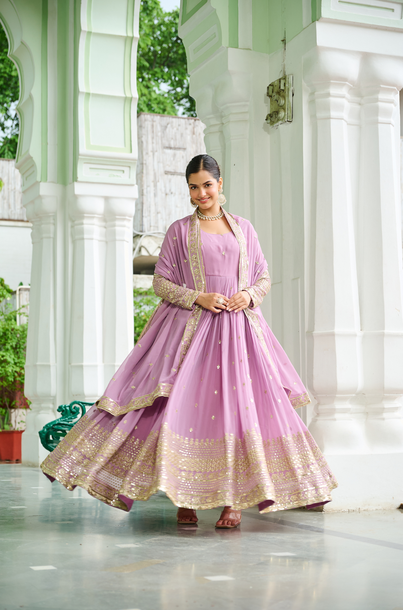 Women’s Designer Georgette Anarkali Gown with Dupatta