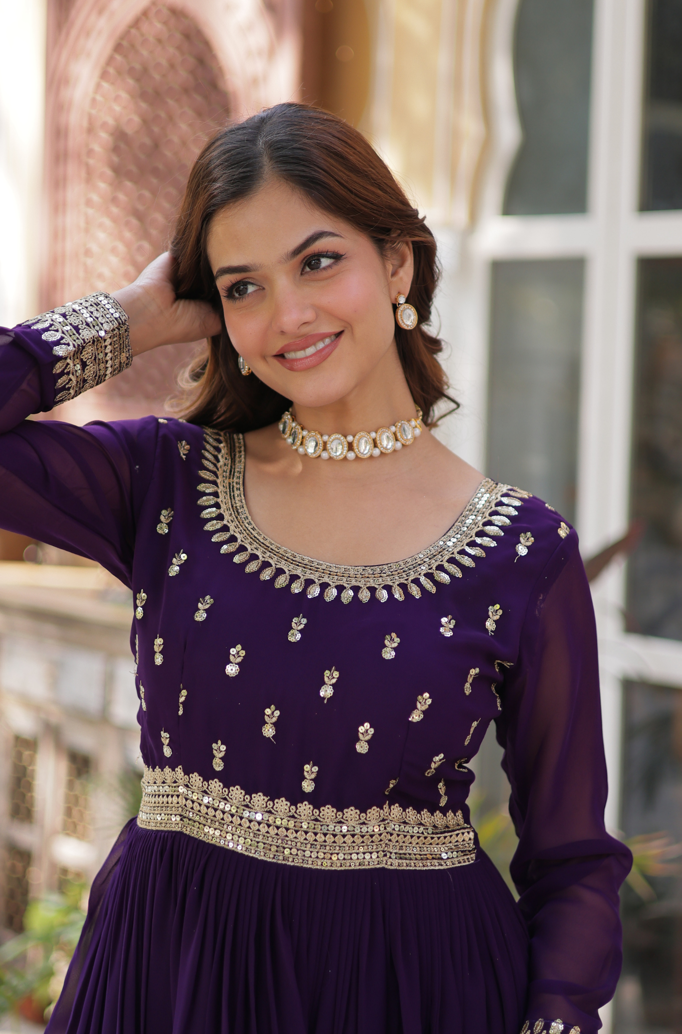 Women Embroidered Anarkali Gown with Dupatta