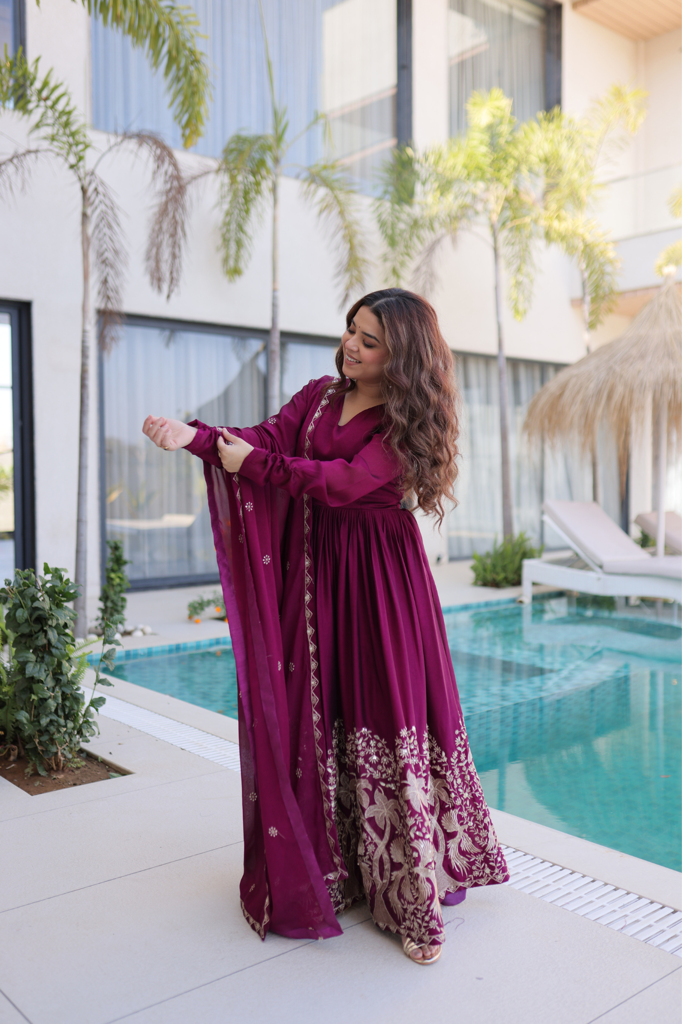Women Embroidered Anarkali Gown Set with Dupatta