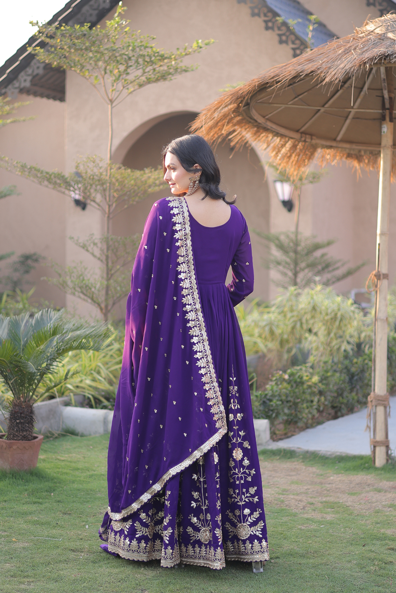 Women's Embroidered Anarkali Gown Set with Dupatta