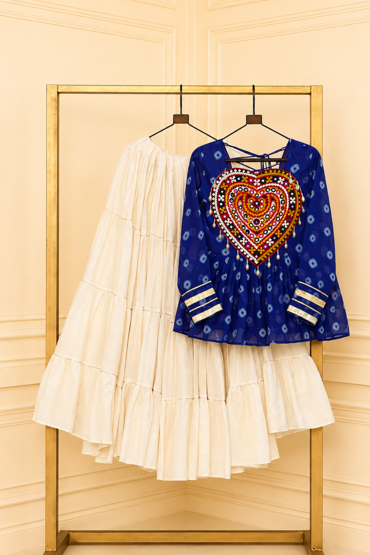 Girls Ethnic Dress Set | Embroidered Traditional Party Wear Dress for Kids