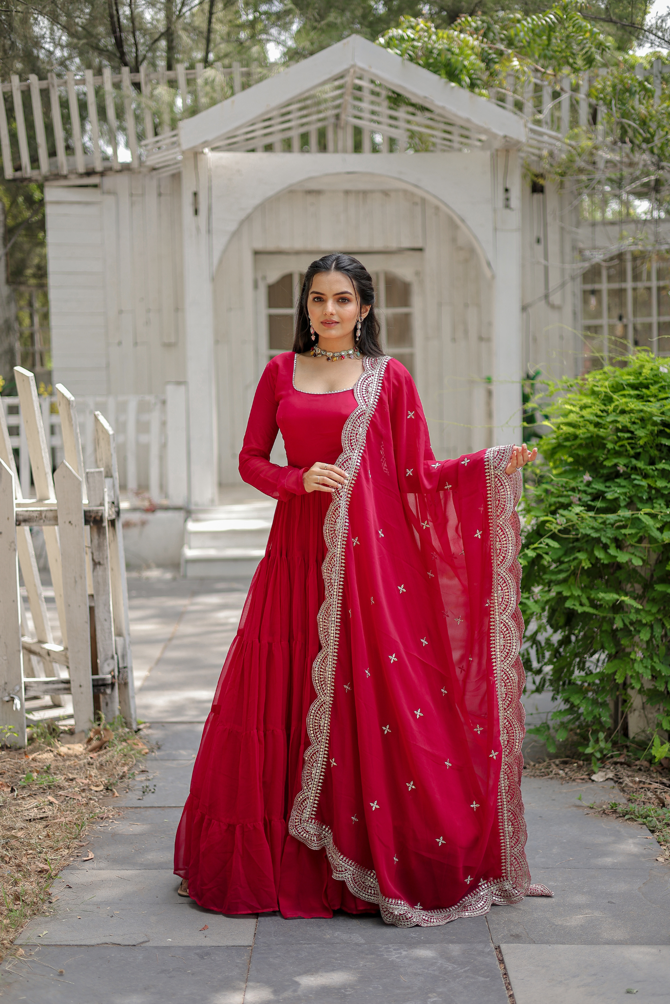 Exclusive Women's Designer Embroidered Anarkali Gown with Dupatta