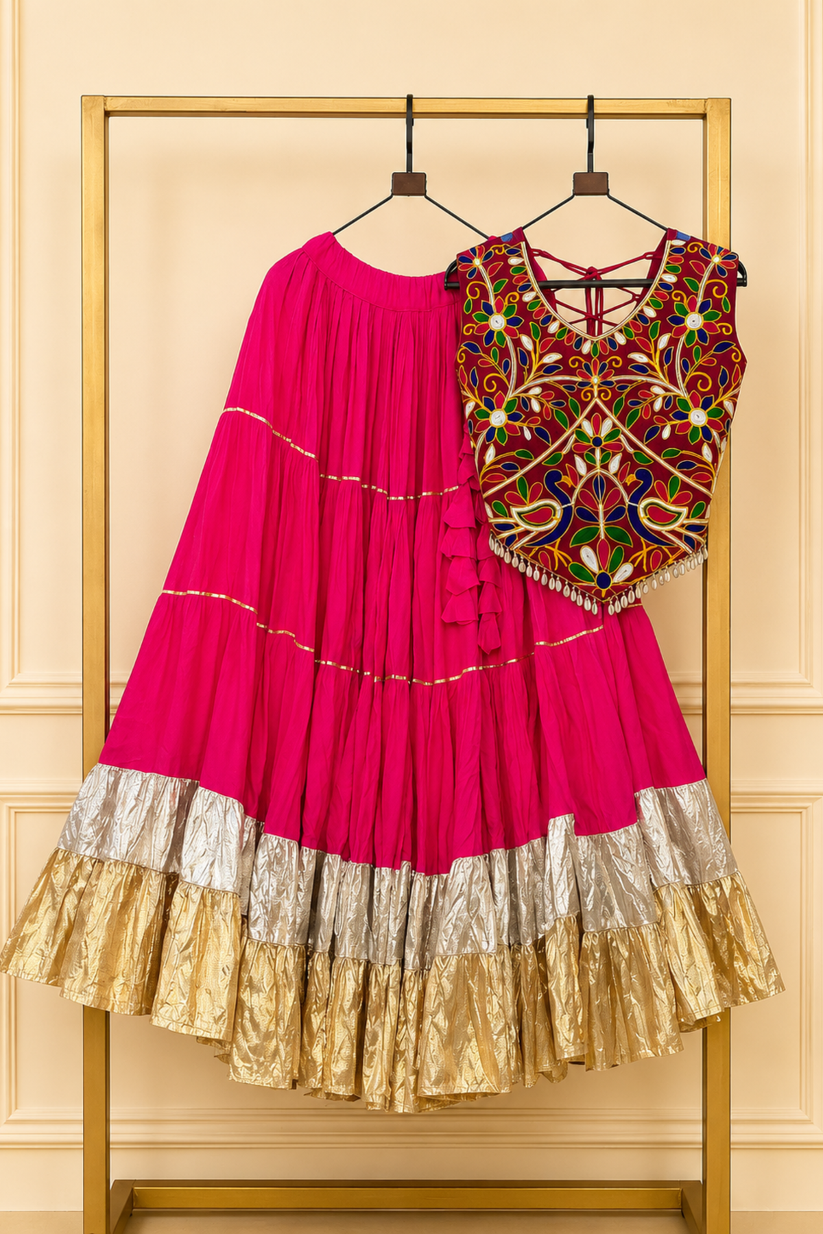 Designer Navratri Lehenga Choli with Embroidered Blouse