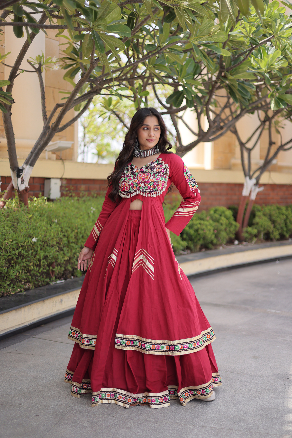 Women’s Embroidered Anarkali kurta with Flared Skirt Set
