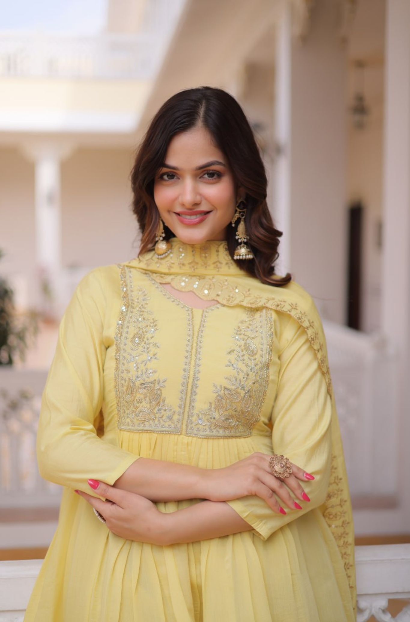 Elegant Embroidered Anarkali Kurta Set for Women with Dupatta & Pant