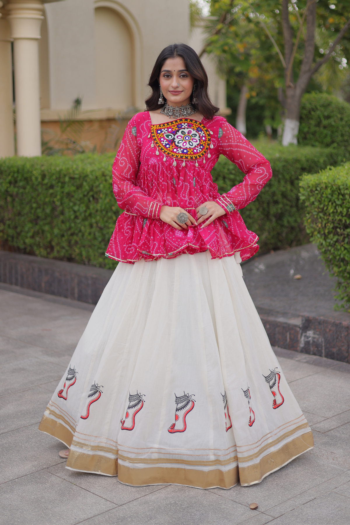 Designer Printed Anarkali Kurti with Embroidered Yoke & Flared Skirt