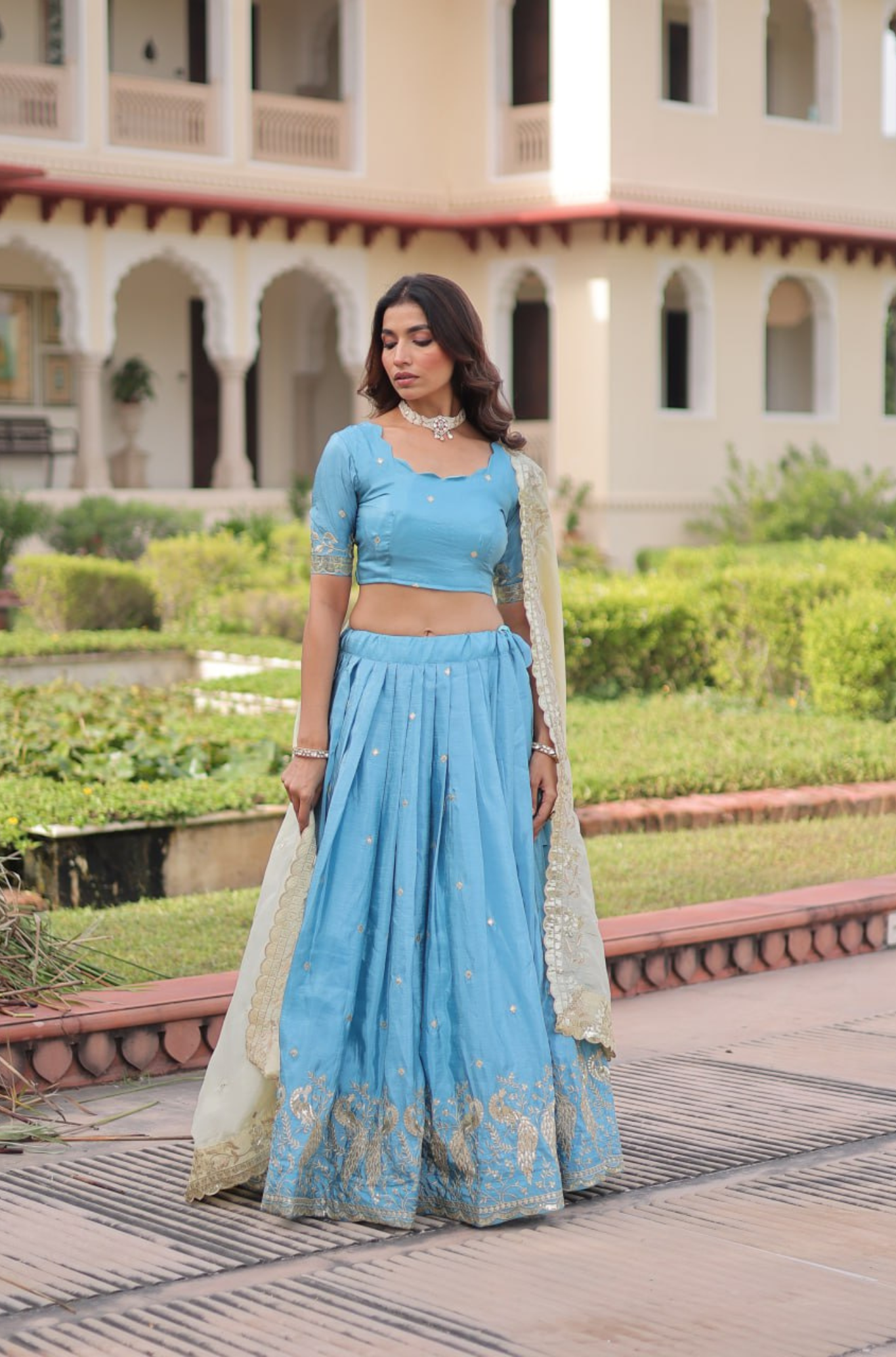 Women's Embroidered Lehenga Choli Set with Dupatta