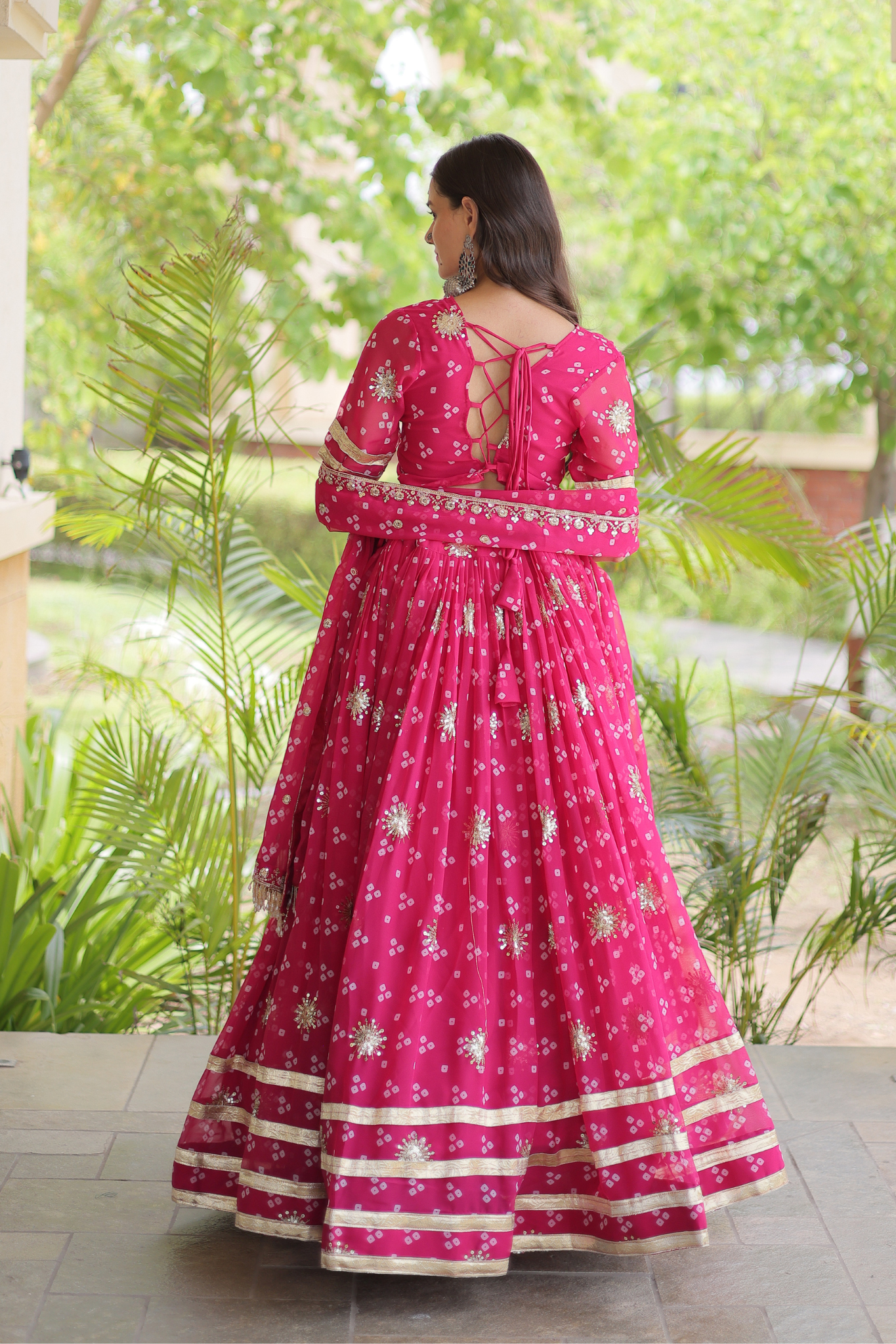 Women's [Color] Bandhani Printed Lehenga Choli with Dupatta