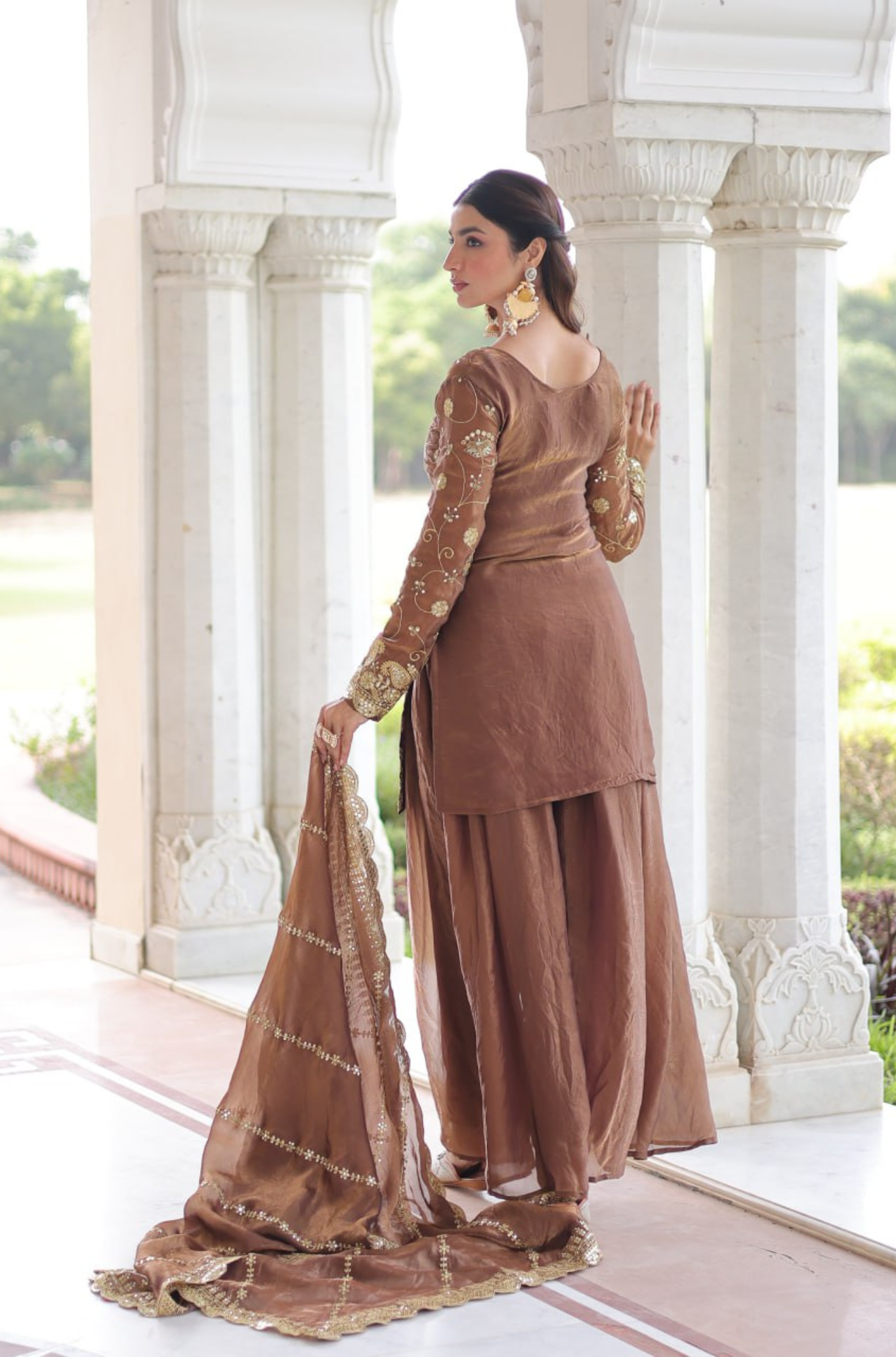 Women's Embroidered Sharara Suit Set with Dupatta