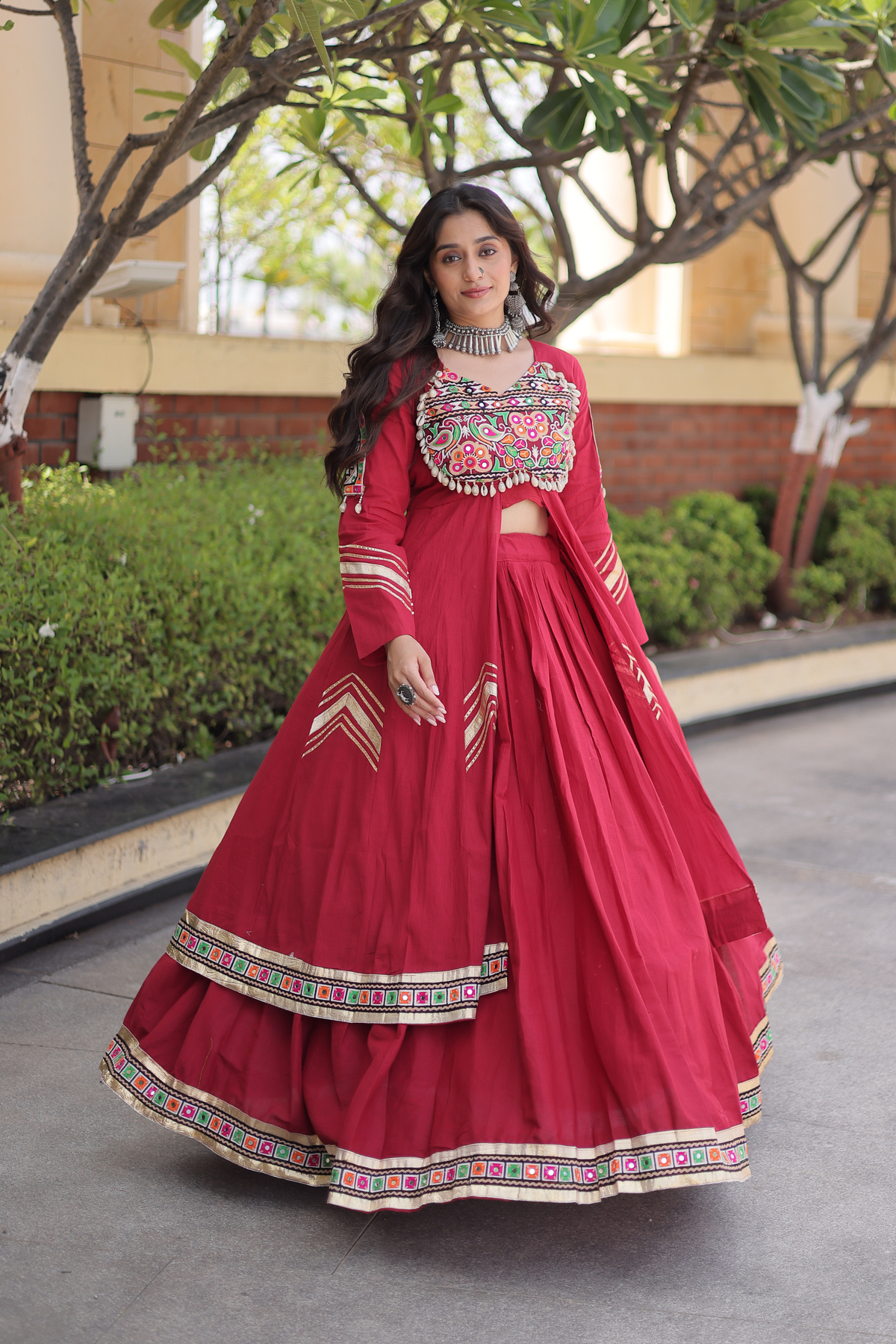 Women’s Embroidered Anarkali kurta with Flared Skirt Set