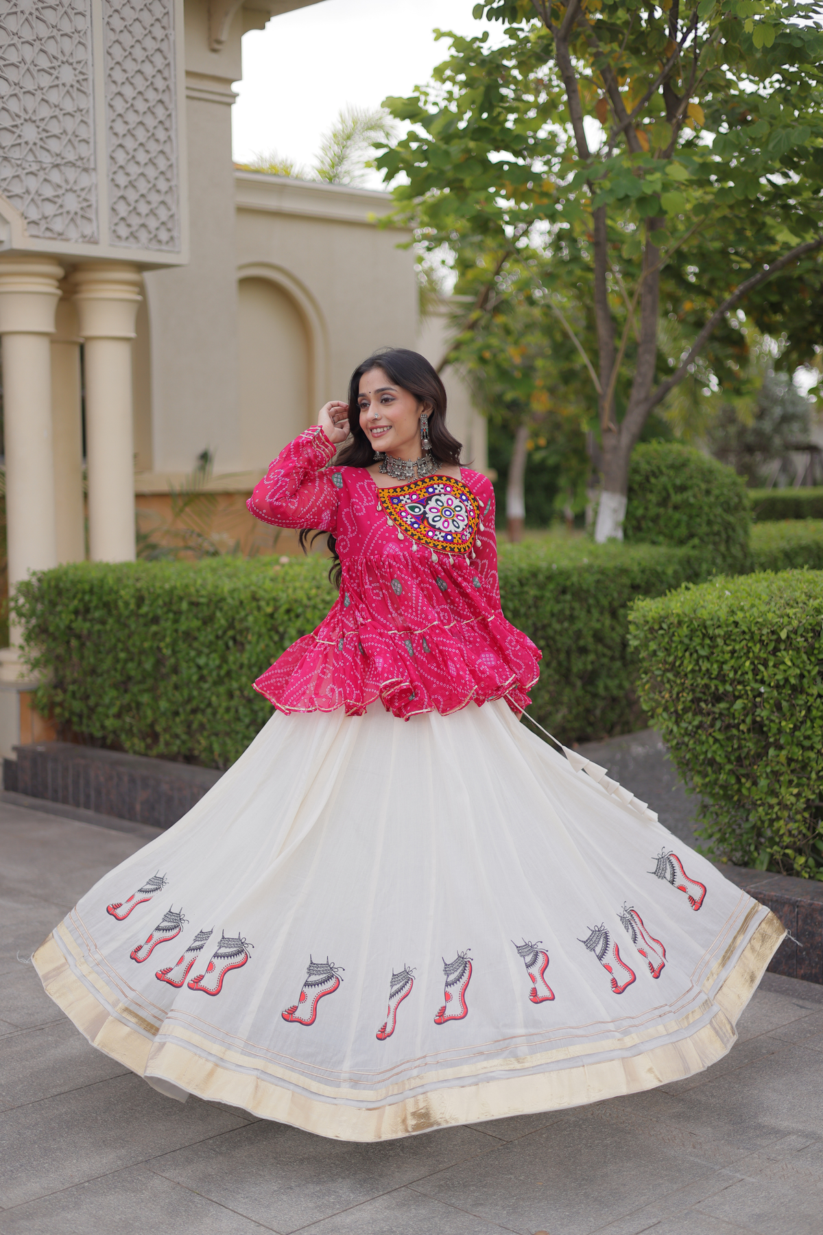 Designer Printed Anarkali Kurti with Embroidered Yoke & Flared Skirt