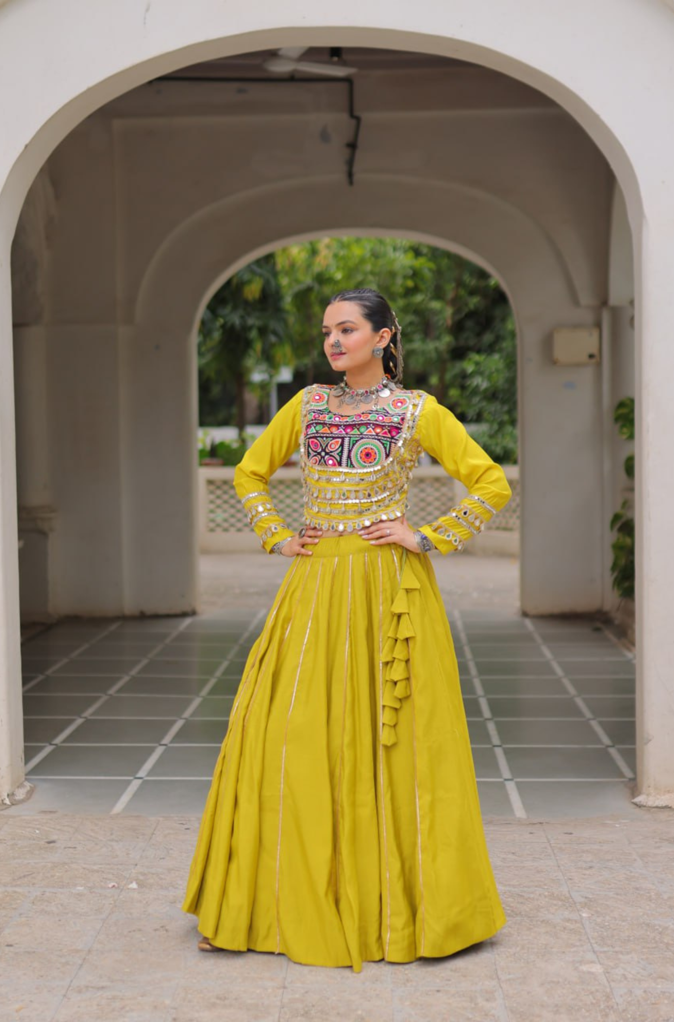 Designer Mirror Work Embroidered Lehenga Choli Set for Women
