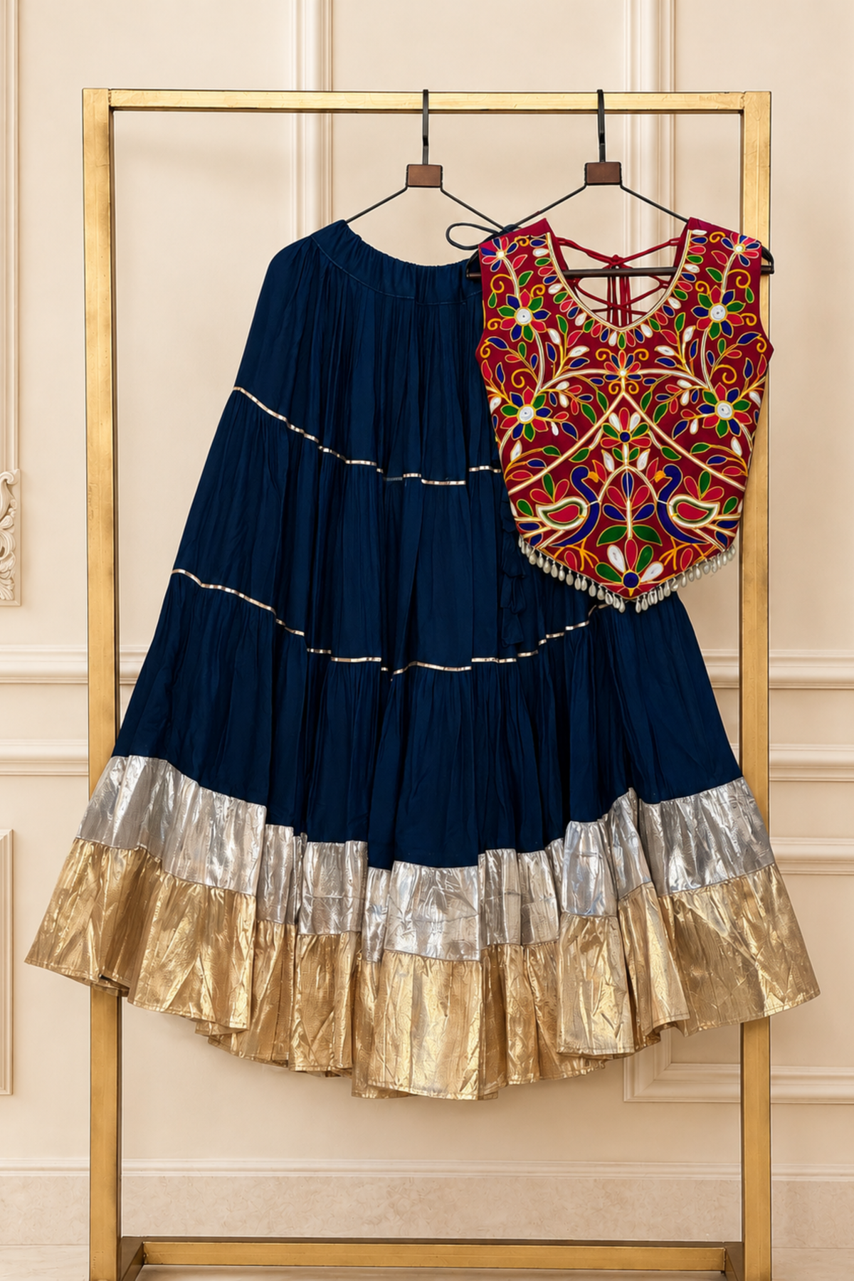 Designer Navratri Lehenga Choli with Embroidered Blouse