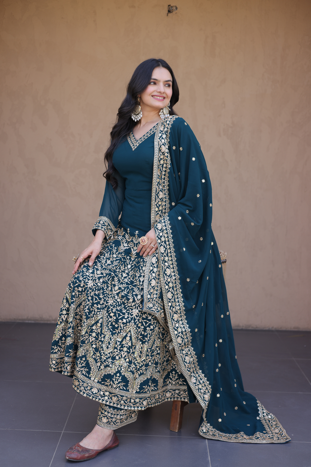 Embroidered Anarkali Suit Set for Women | Designer Ethnic Wear with Dupatta