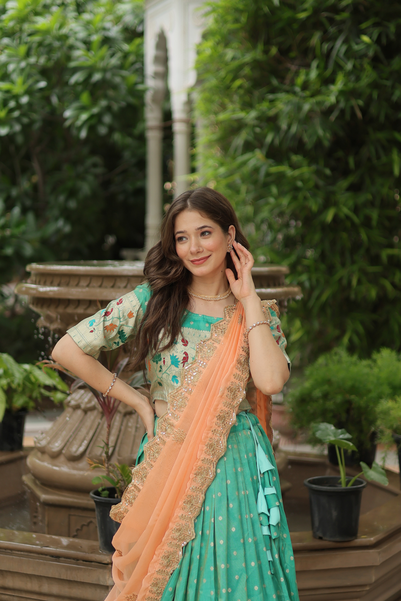Women's Designer Paithani Weaving Lehenga Choli Set with Embroidered Blouse & Premium Dupatta