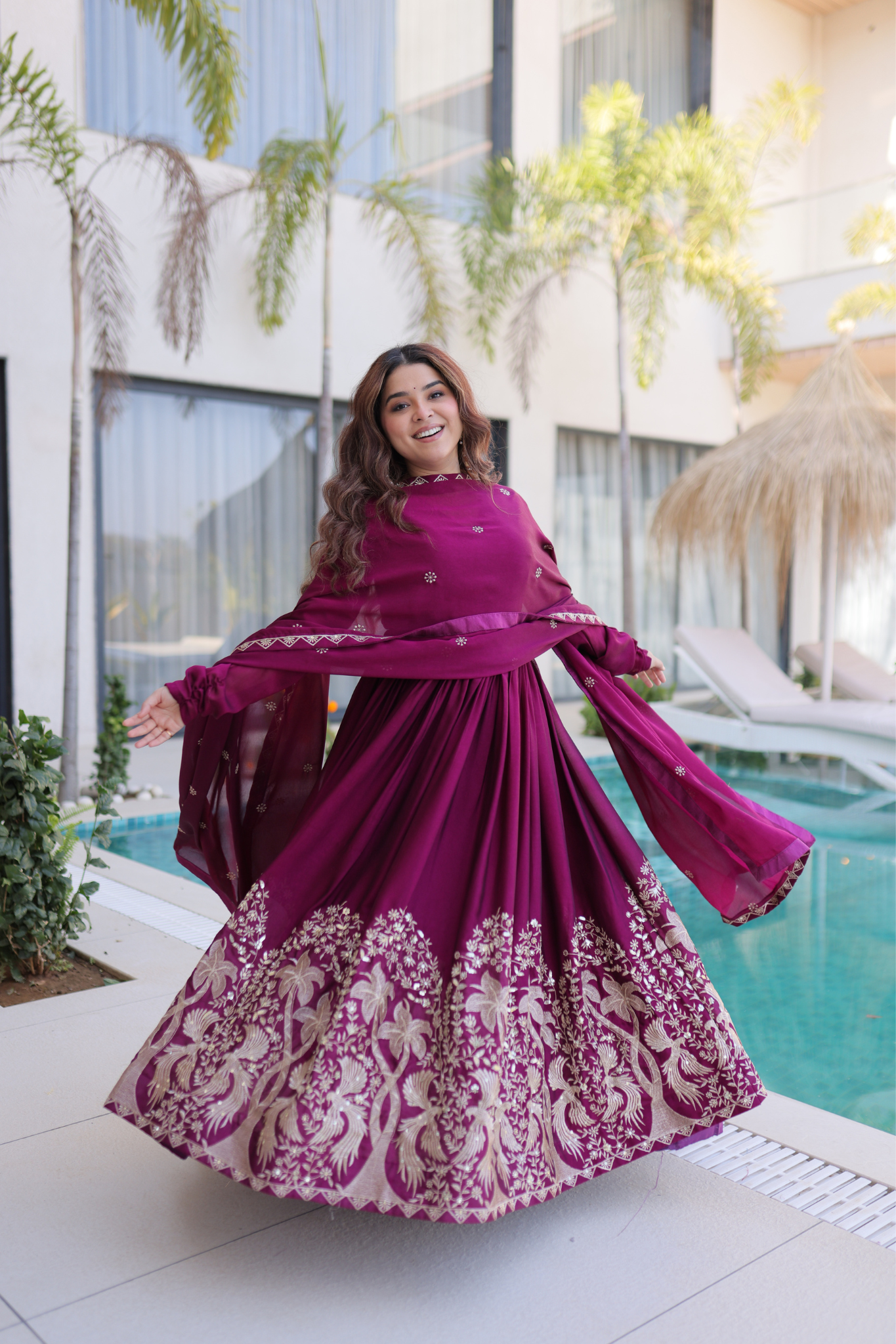 Women Embroidered Anarkali Gown Set with Dupatta