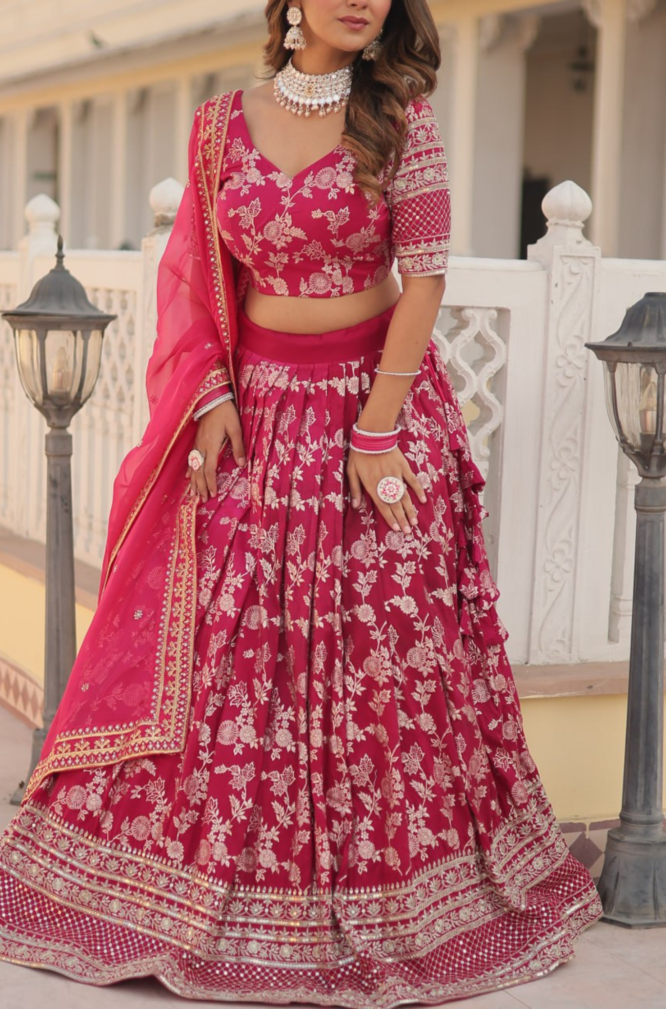 Women's Designer Floral Printed Lehenga Choli Set with Dupatta