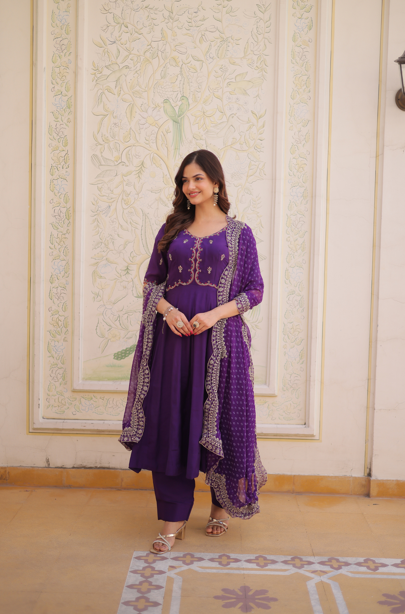 Women Embroidered Anarkali Kurta Set with Dupatta