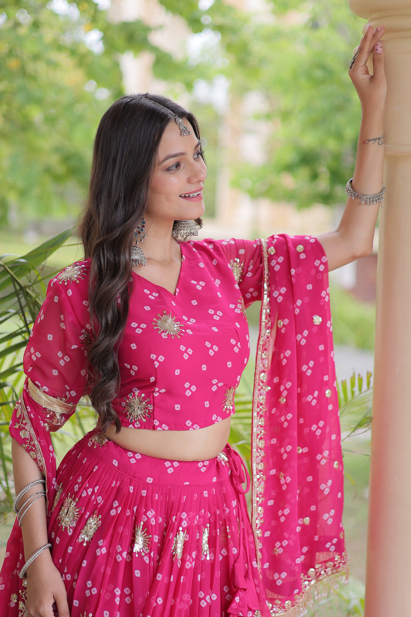 Women's [Color] Bandhani Printed Lehenga Choli with Dupatta