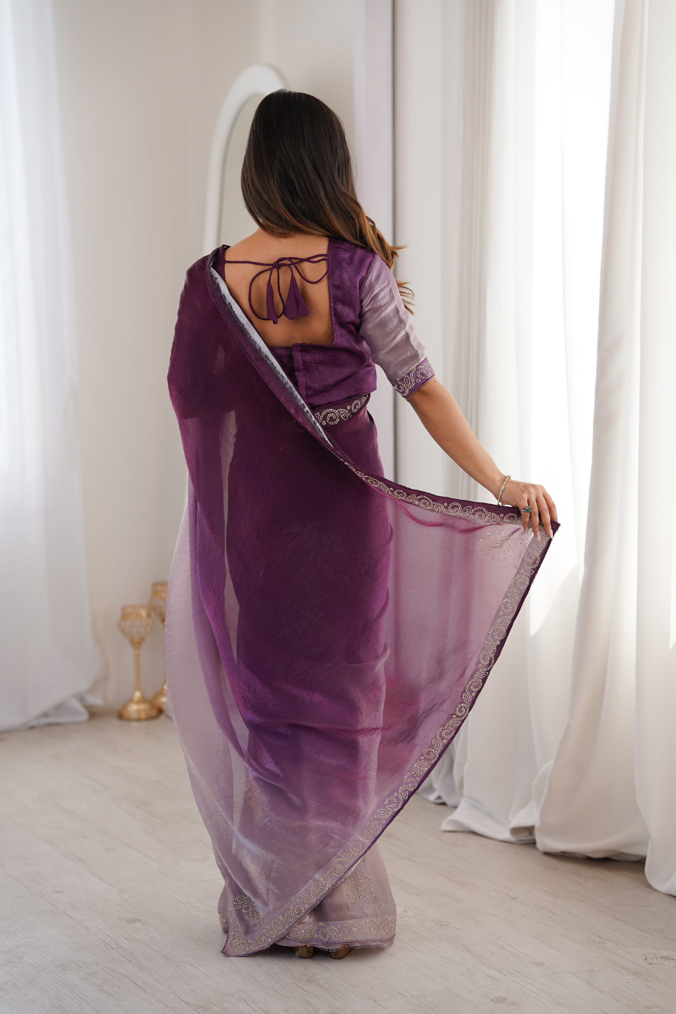 Women Embellished Designer Saree with Fancy Border & Matching Blouse