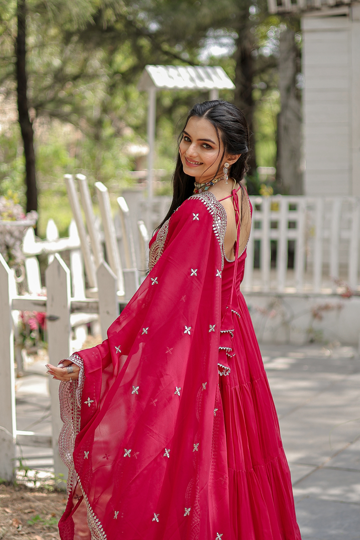 Exclusive Women's Designer Embroidered Anarkali Gown with Dupatta