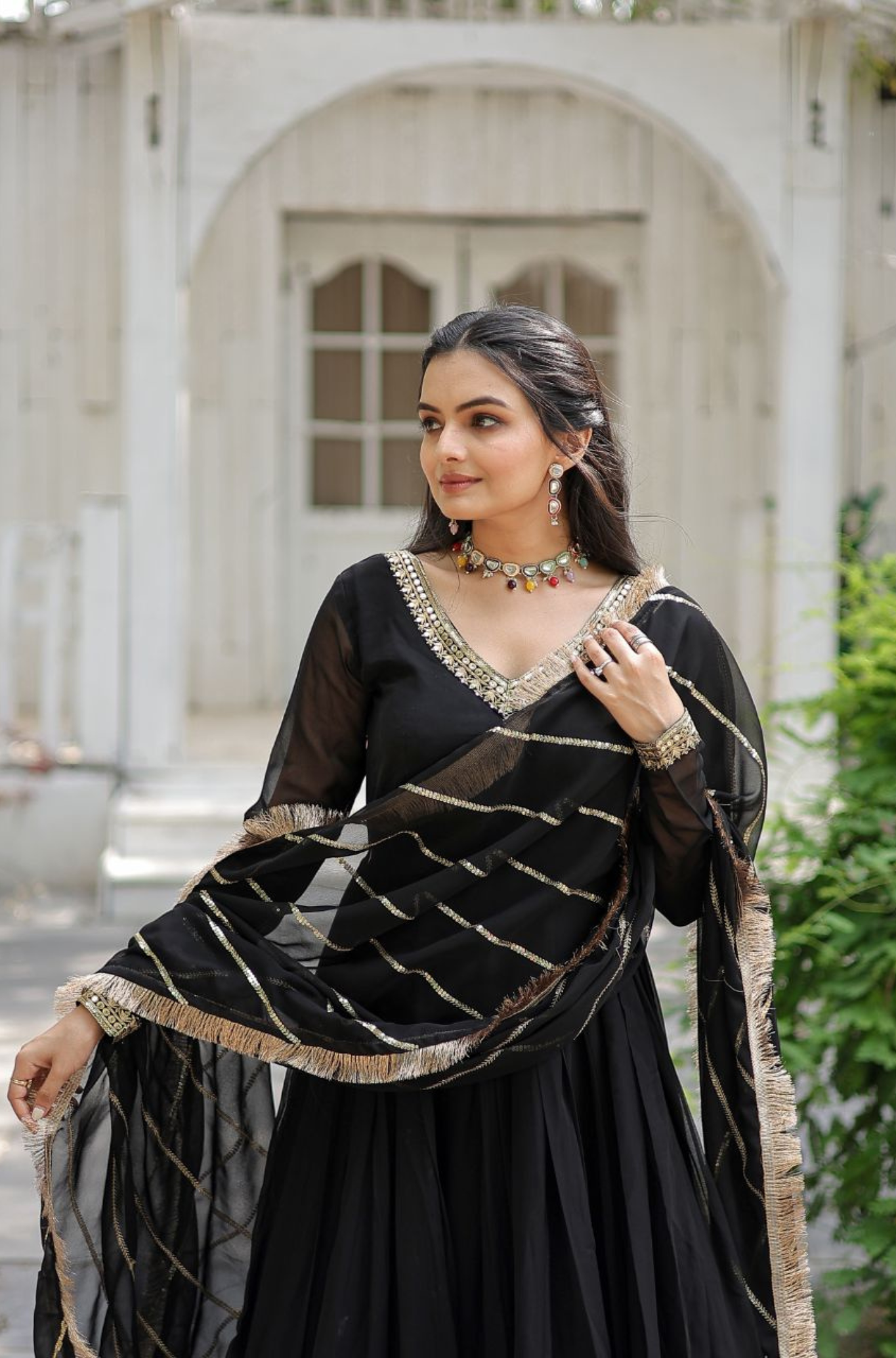 Women's Designer Embroidered Anarkali Gown with Dupatta