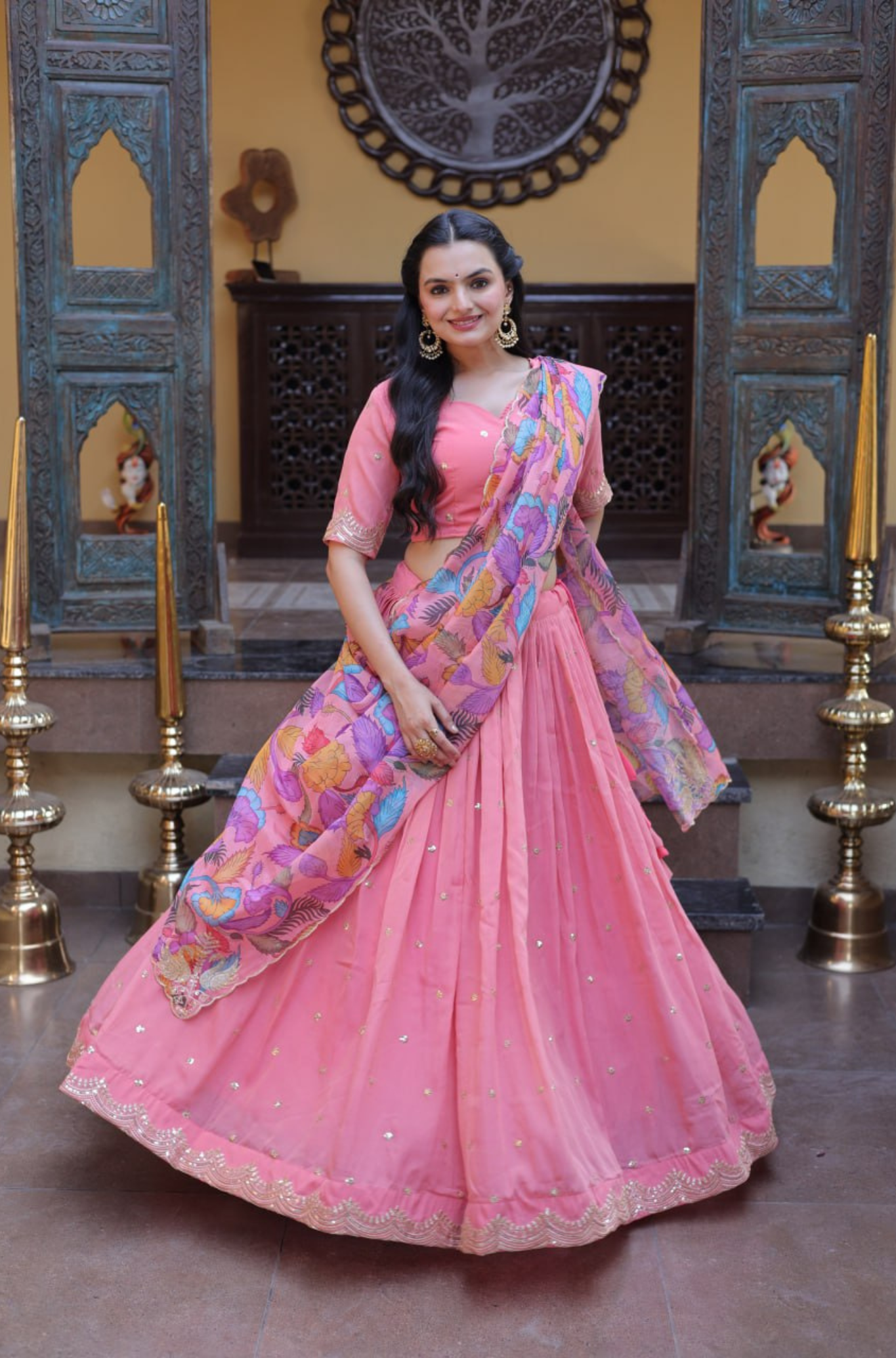 Designer Lehenga Choli for Women with Printed Dupatta & Sequins Work