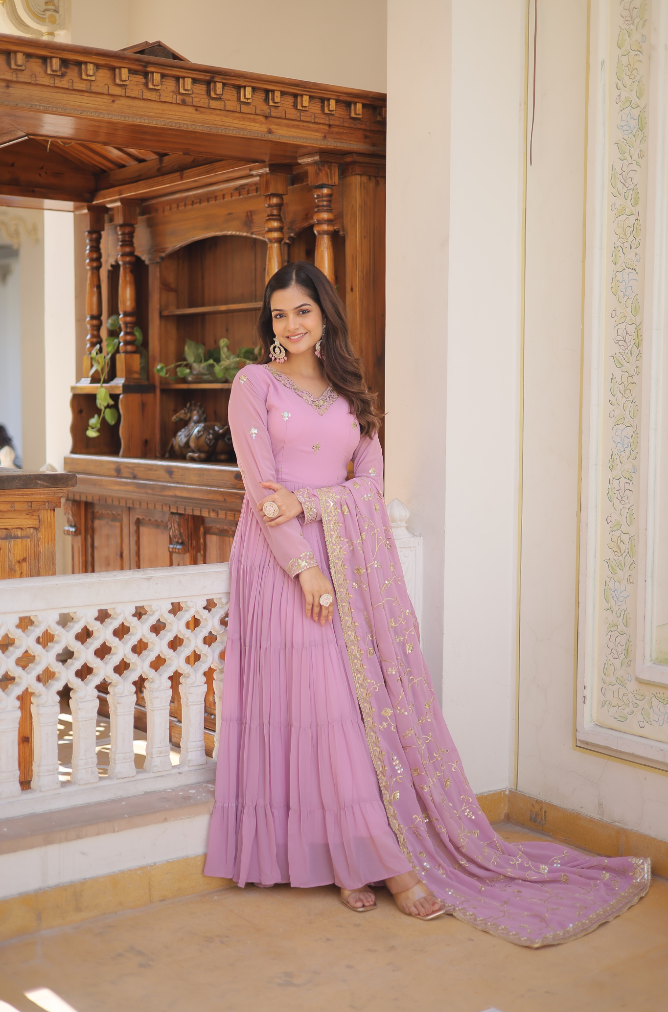 Women Embroidered Anarkali Gown Set with Dupatta