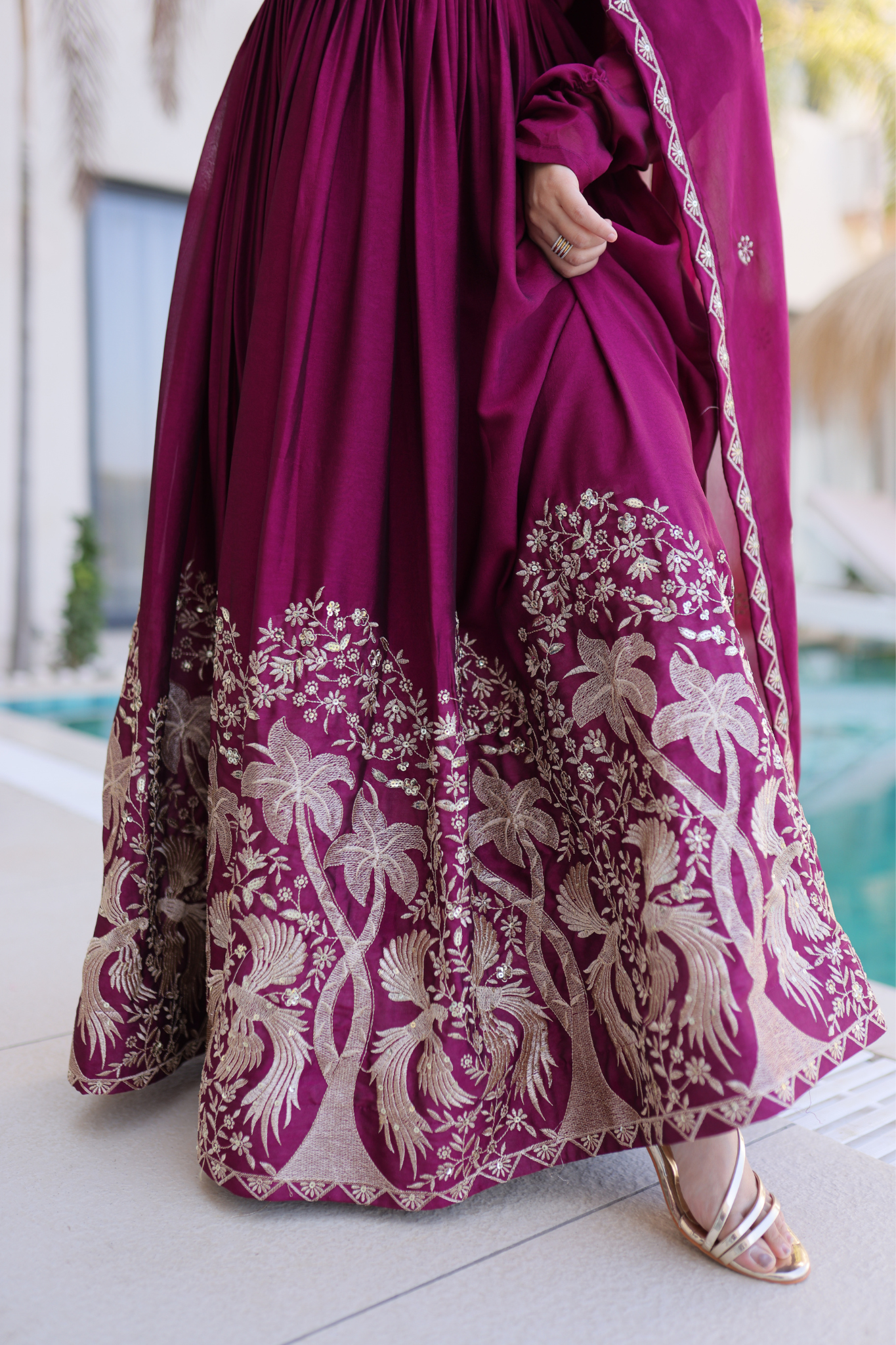 Women Embroidered Anarkali Gown Set with Dupatta