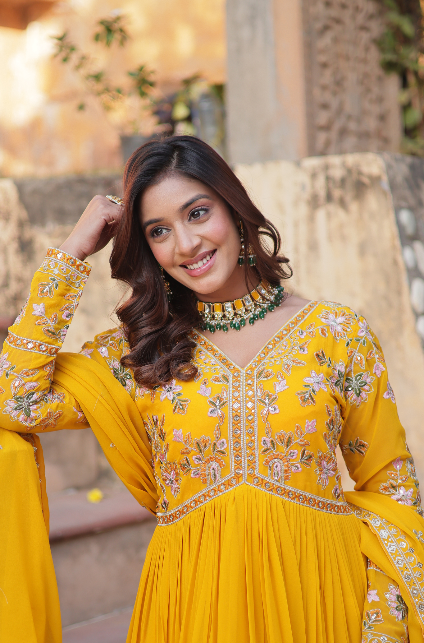 Women Embroidered Anarkali Gown Set with Dupatta