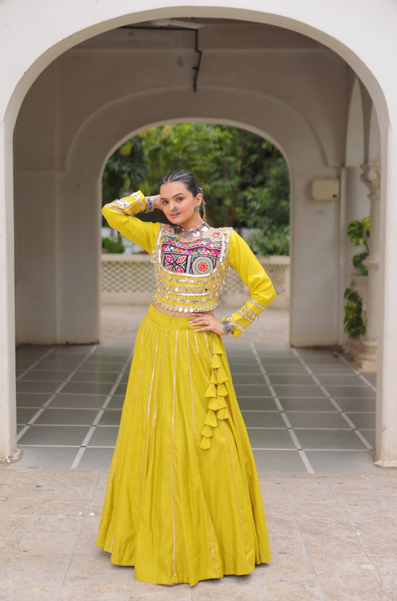Designer Mirror Work Embroidered Lehenga Choli Set for Women