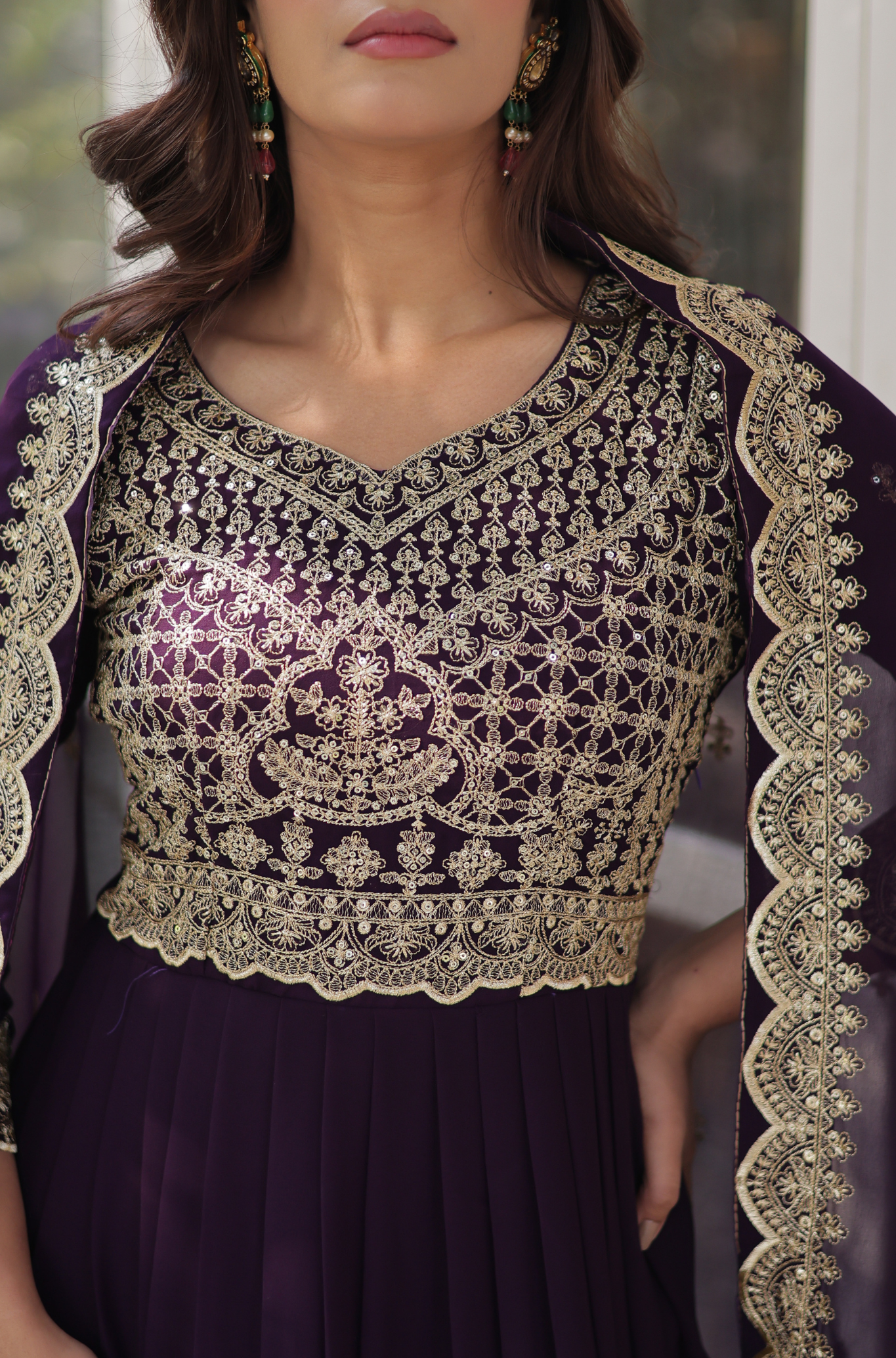 Women’s Embroidered Anarkali Gown Set