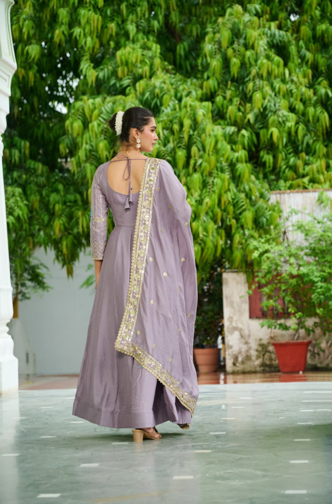 Women's Embroidered Anarkali Gown with Dupatta
