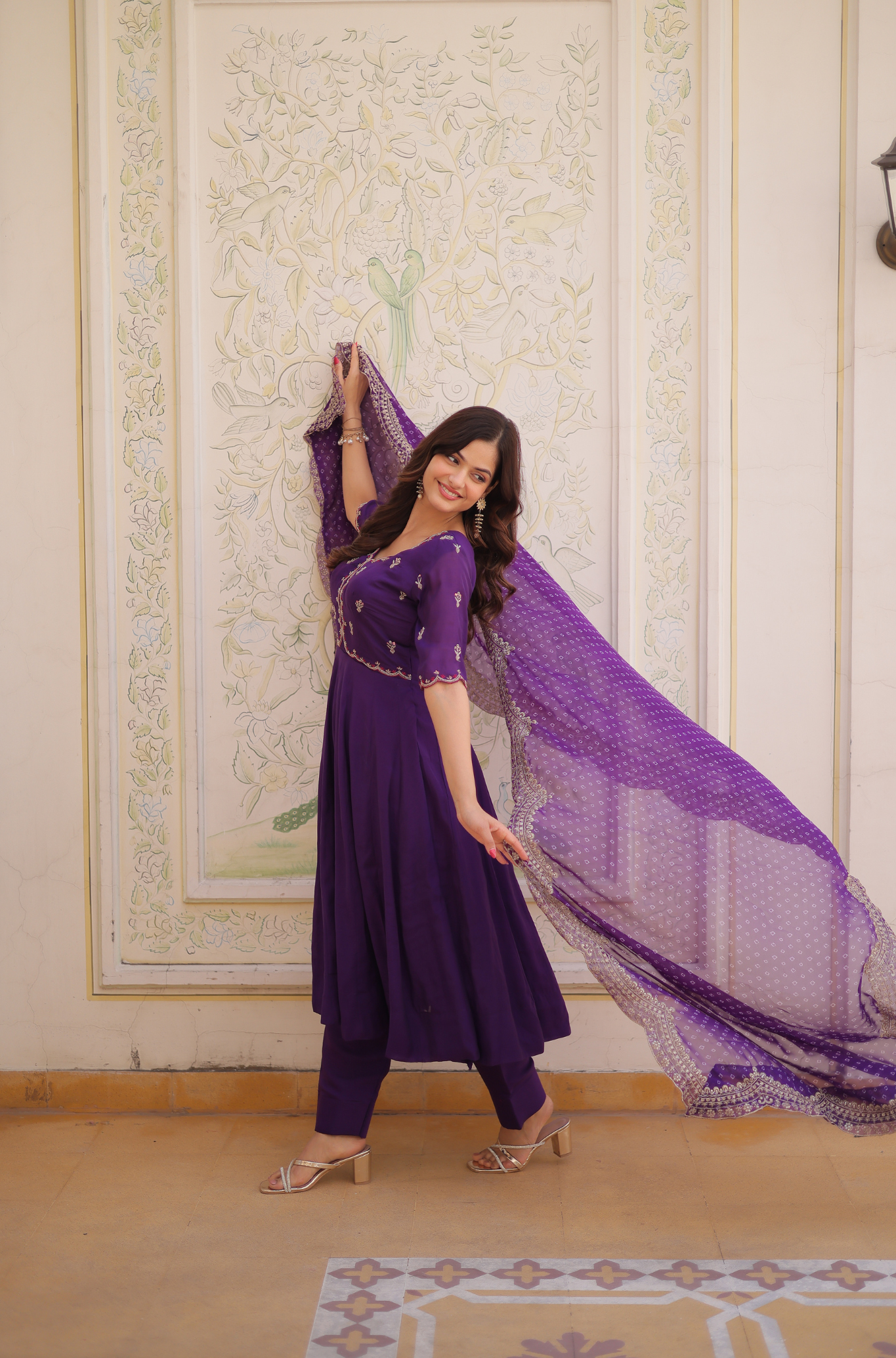 Women Embroidered Anarkali Kurta Set with Dupatta
