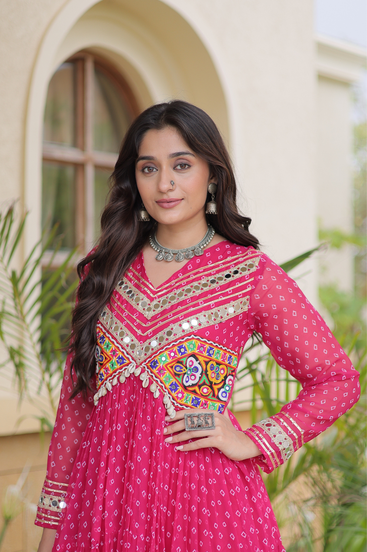 Women’s Designer Anarkali Gown with Embroidered Yoke & Flared Silhouette | Festive Ethnic Wear