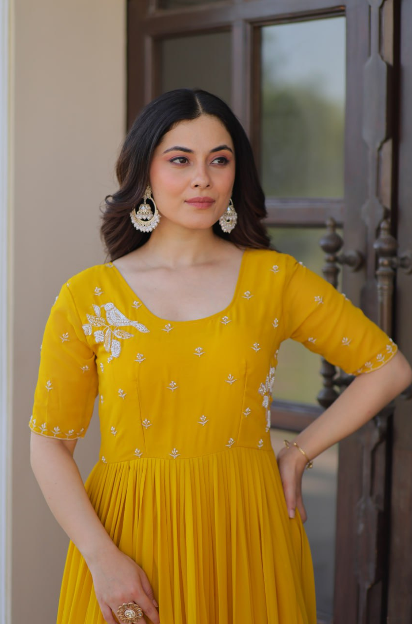 Women's Embroidered Anarkali Gown with Dupatta