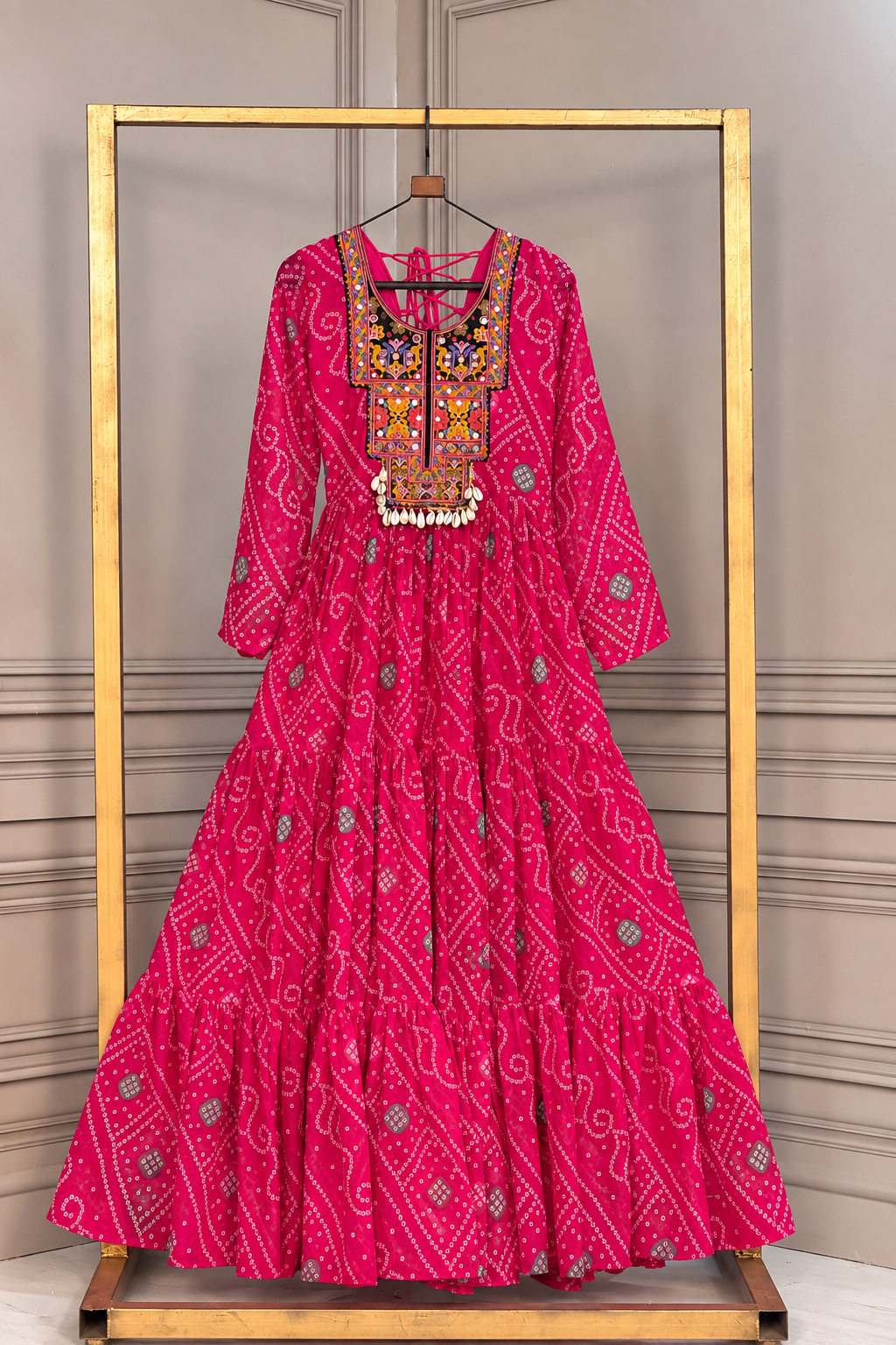 Designer Printed Anarkali Kurti with Embroidered Yoke & Flared Skirt