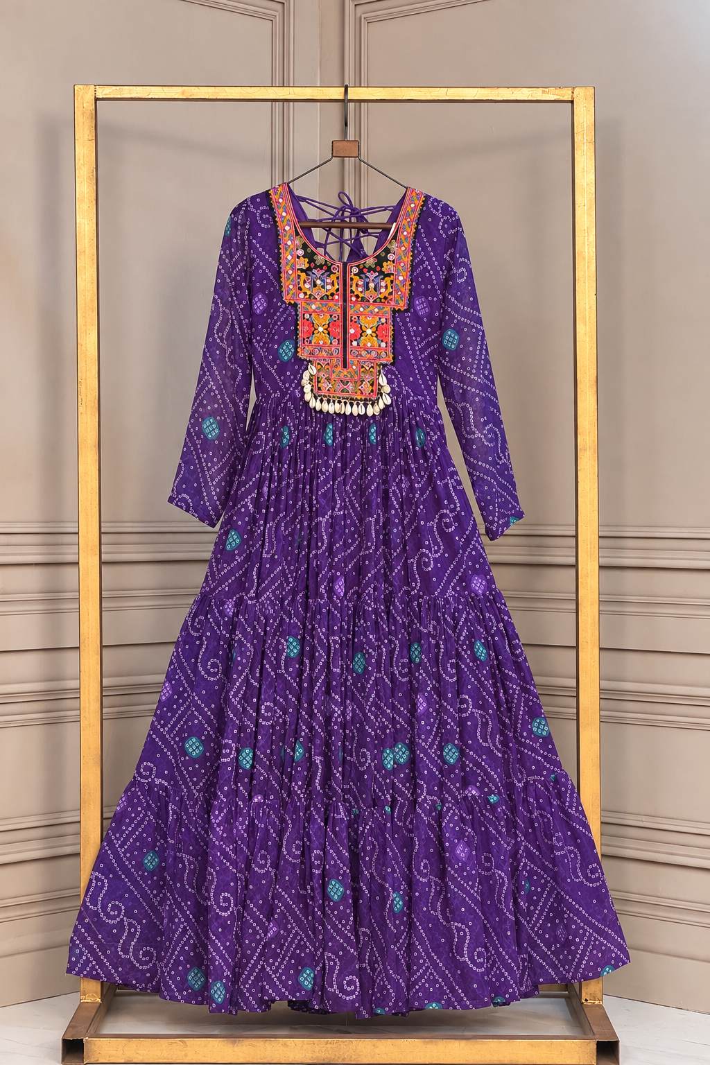 Designer Printed Anarkali Kurti with Embroidered Yoke & Flared Skirt