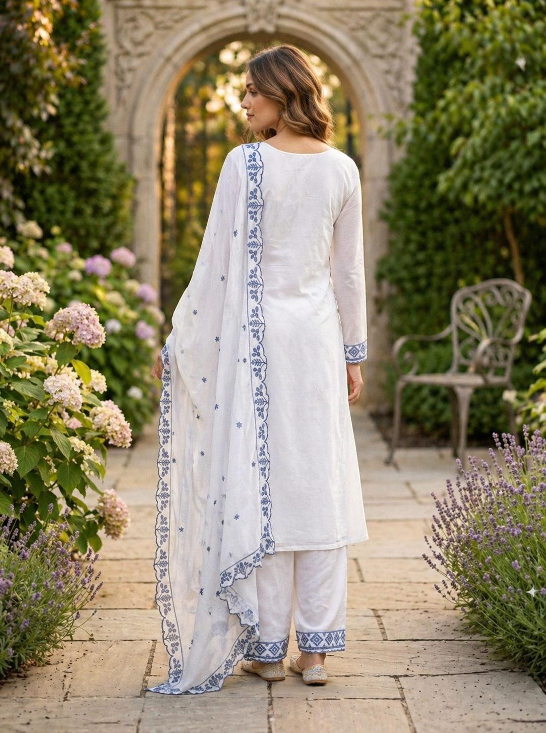 Women Embroidered Kurta Pant Set with Dupatta