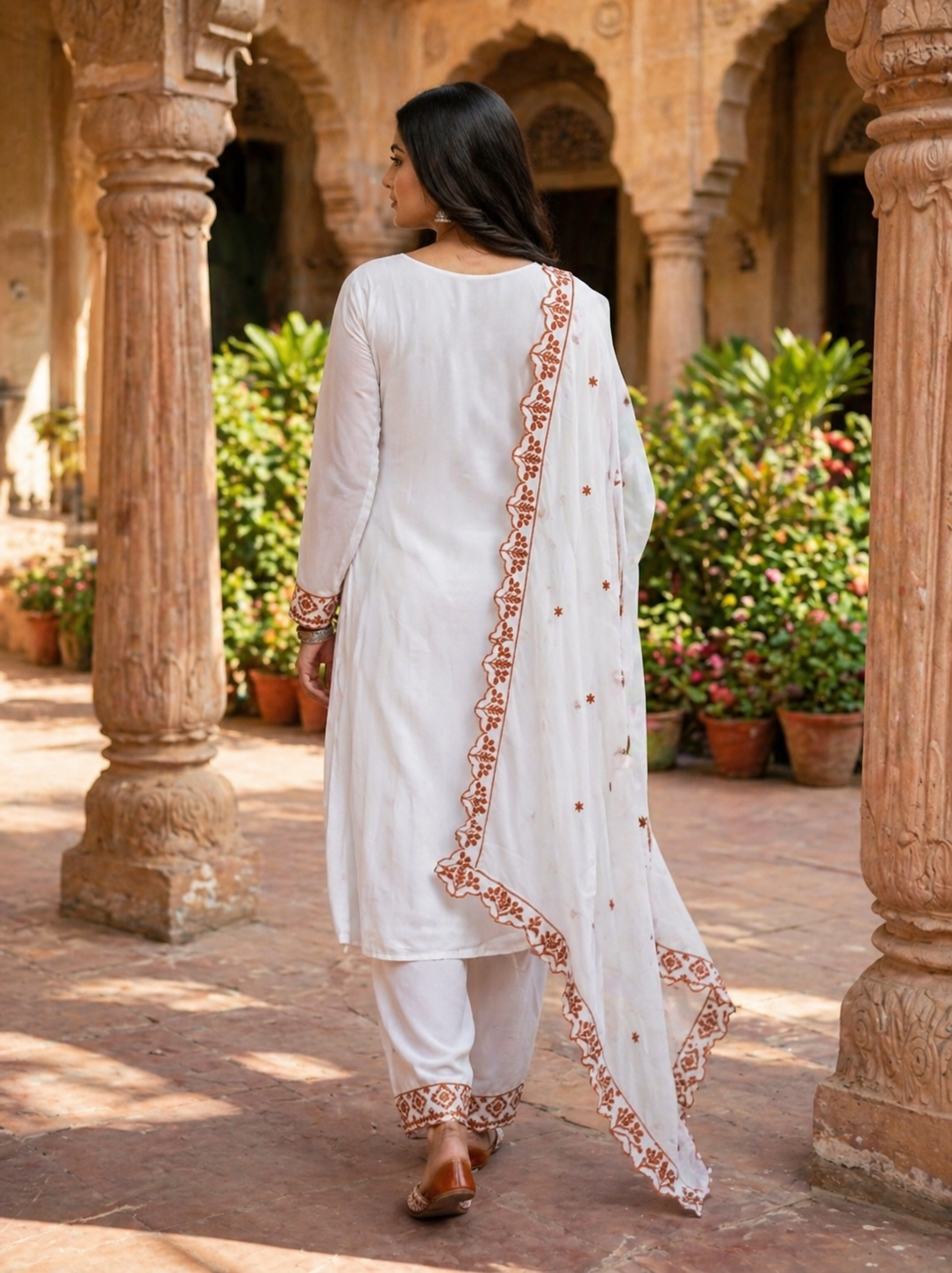 Women Embroidered Kurta Pant Set with Dupatta