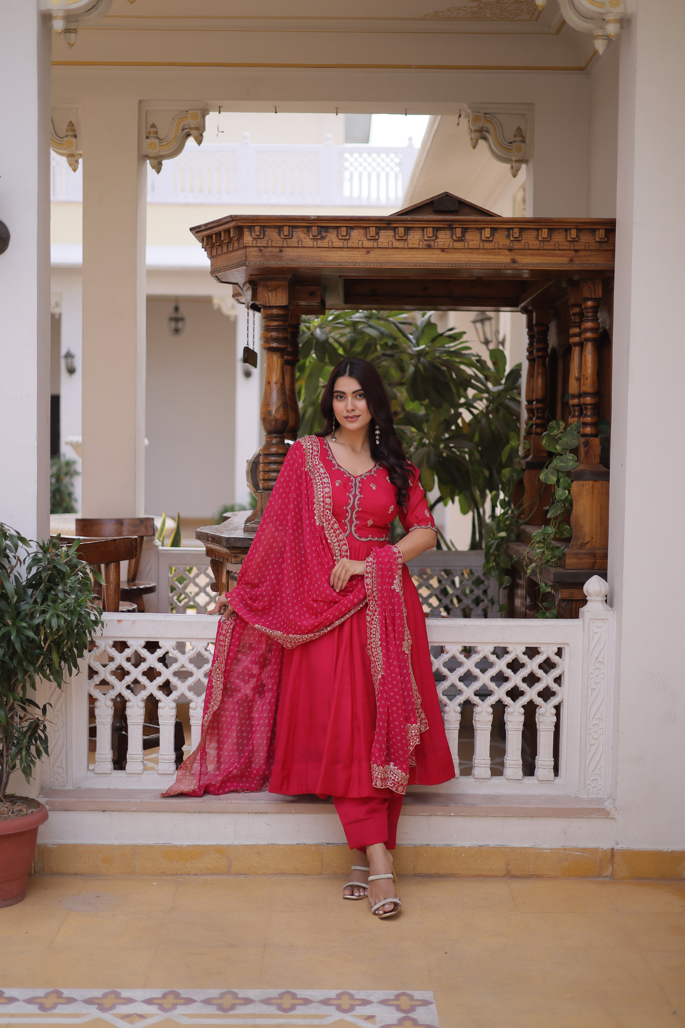 Women Embroidered Anarkali Kurta Set with Dupatta