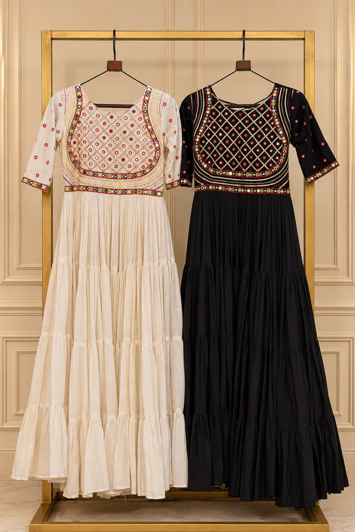 Designer Embroidered Tiered Gown for Women – Ethnic Party Wear Dress